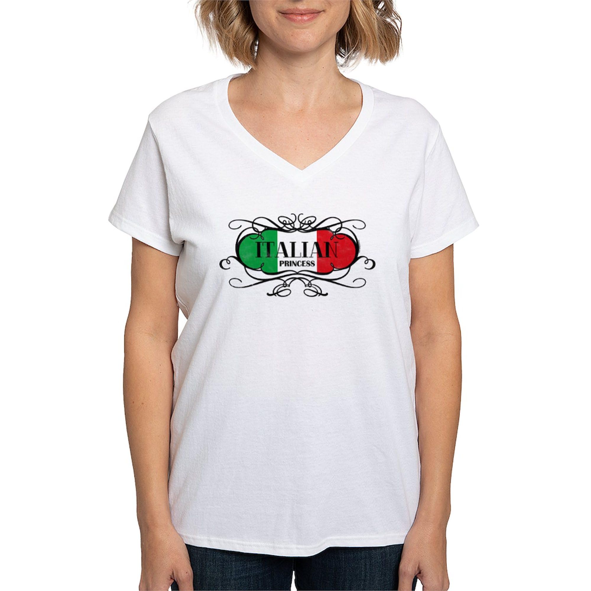 Italian Princess Women's V-Neck T-Shirt - Soft Cotton Comfort Fit Tee for Casual Wear, Gifts & Italian-Themed Events