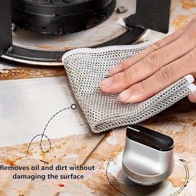 Kruvad 12-Pack Multipurpose Wire Dishwashing Rags - Wet & Dry Scrubber Cleaning Cloths for Kitchen Counters, Stove, Non-Scratch Dishwashing - Perfect for Cleaning Tight Gaps & Hard-to-Reach Areas
