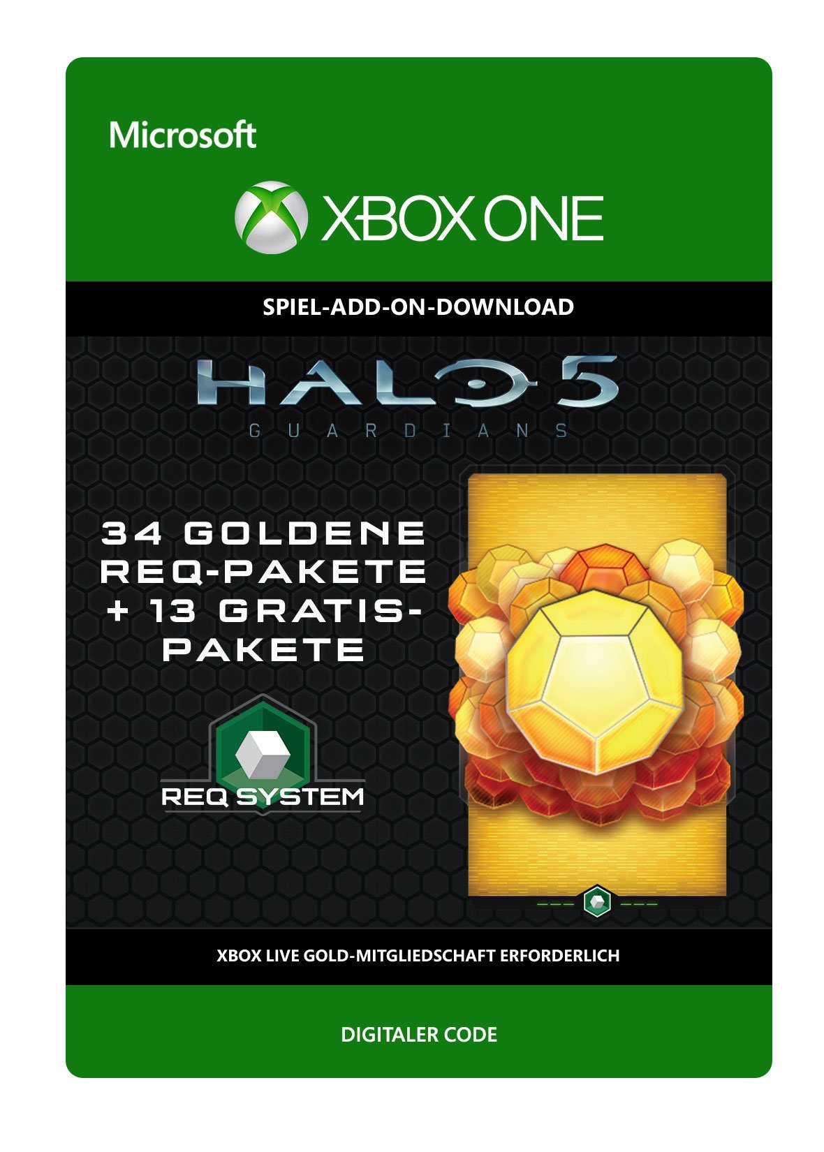 Halo 5: Guardians - 34 Gold REQ Packs + 13 Free Bonus Packs | Xbox One Digital Download Code | Enhance Multiplayer & Campaign Gameplay
