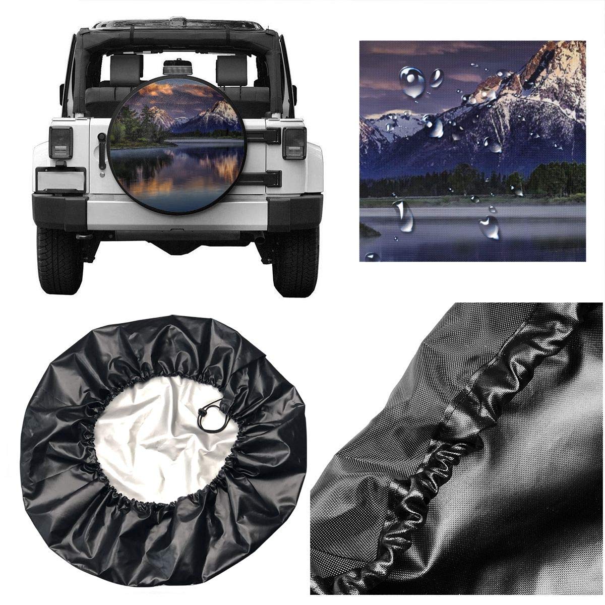 Premium USA Scenic Tire Cover - Mountains, Rivers & Sky Design - Fits 15