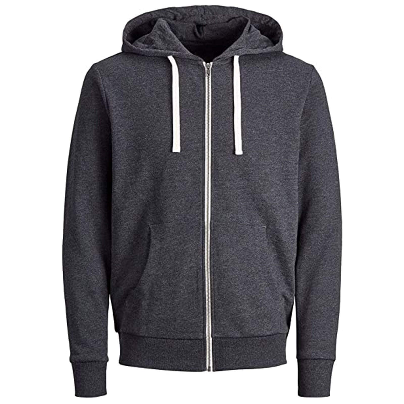 Men's Casual Hooded Zipper Sweater Jacket - Solid Stitching Drawstring Coat for Everyday Wear | Perfect for Outdoor Activities, Streetwear & Layering in Cool Weather