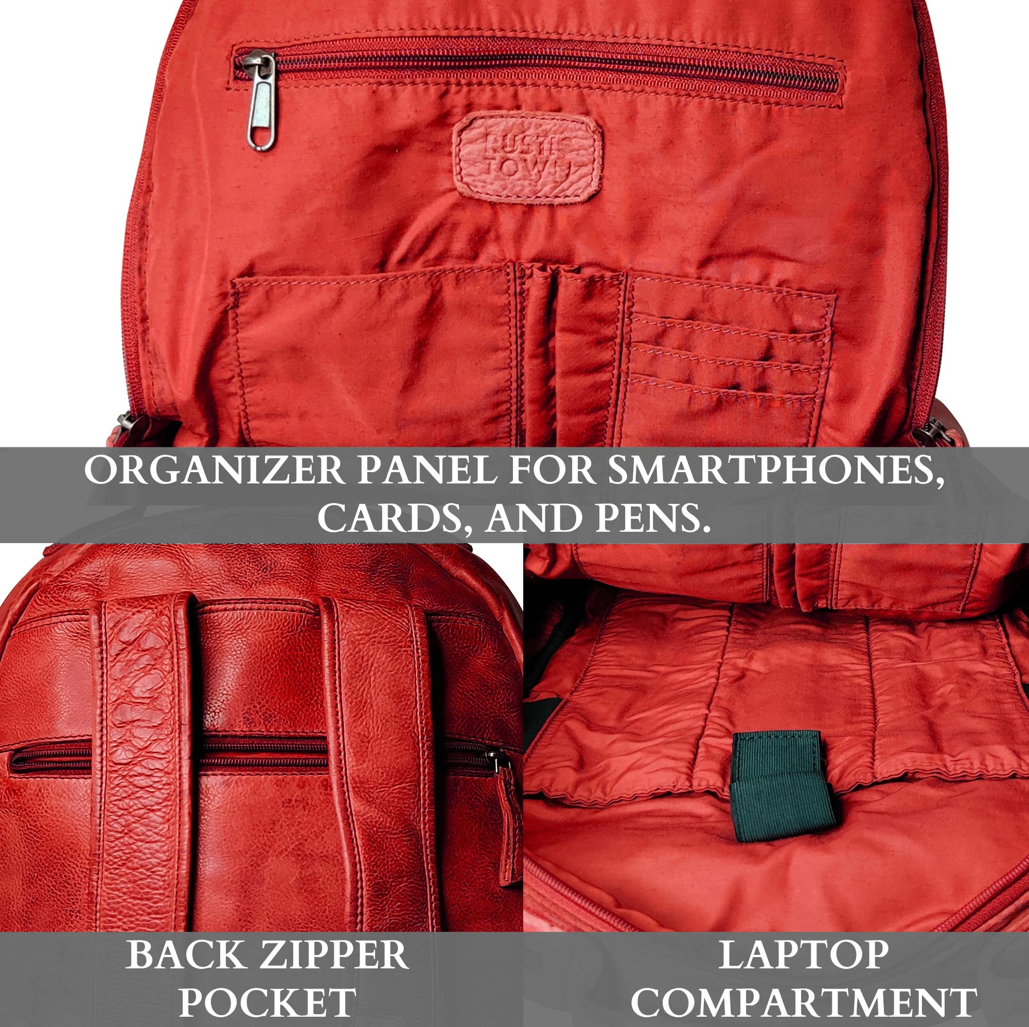 Premium Genuine Leather Laptop Backpack for Women - Cherry Red - 15.6 Inch Business Travel & Work Commuter Bag - Stylish Office & College Backpack for Professionals & Students