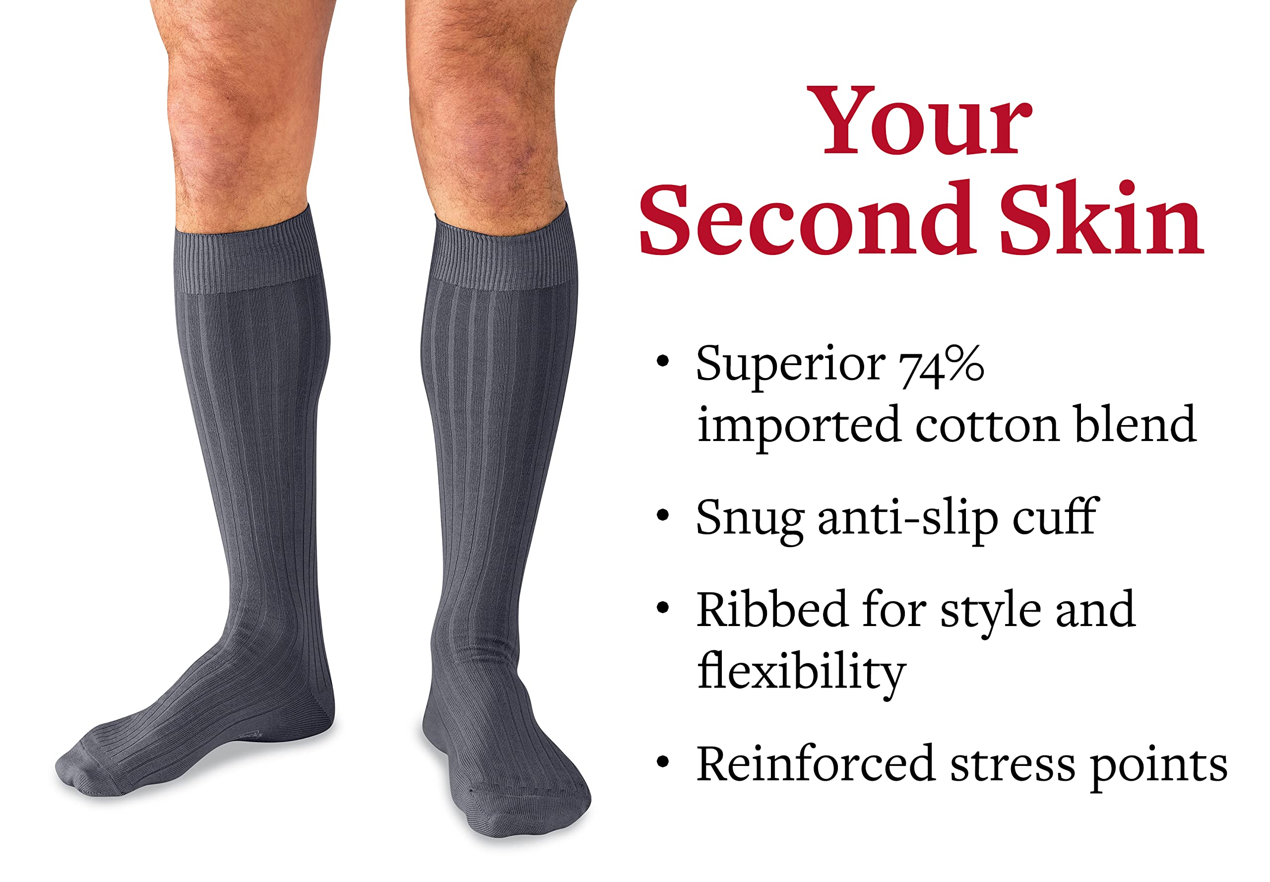 Premium Cotton Dress Socks for Men - Breathable Knee-High Business Socks | Formal Over-the-Calf Dress Socks by Boardroom Socks | Perfect for Office, Weddings & Professional Occasions