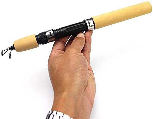 Compact Telescopic Fishing Rod - Carbon Fiber, Anti-Slip Wood Handle for Winter Ice Fishing - 100cm Portable Bait Casting Rod