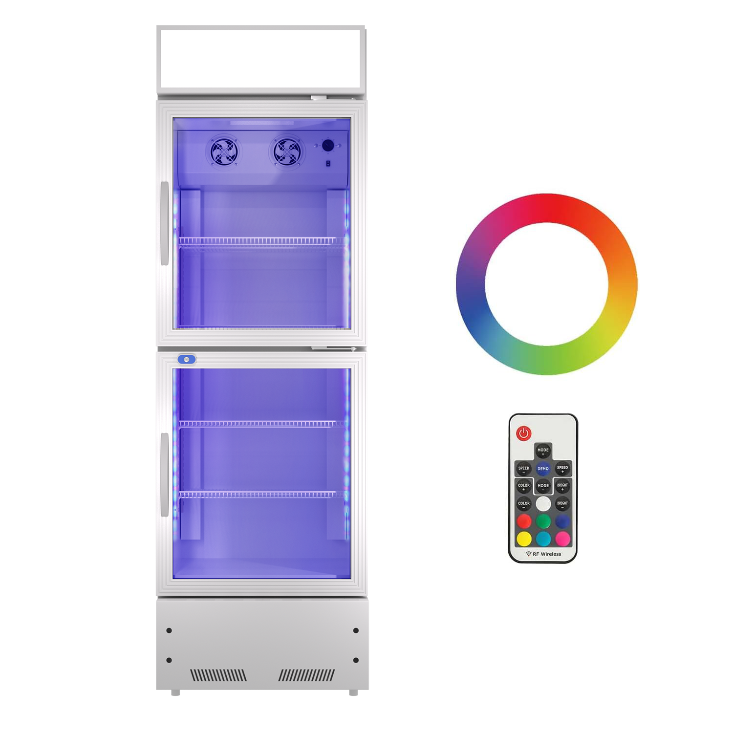 Commercial Beverage Refrigerator with 2 Glass Doors - 10.9 Cu.Ft LED Display Cooler for Restaurants & Bars, ETL Certified Silver Merchandiser Fridge - Perfect for Showcasing Drinks in Retail Stores, Cafes and Convenience Shops
