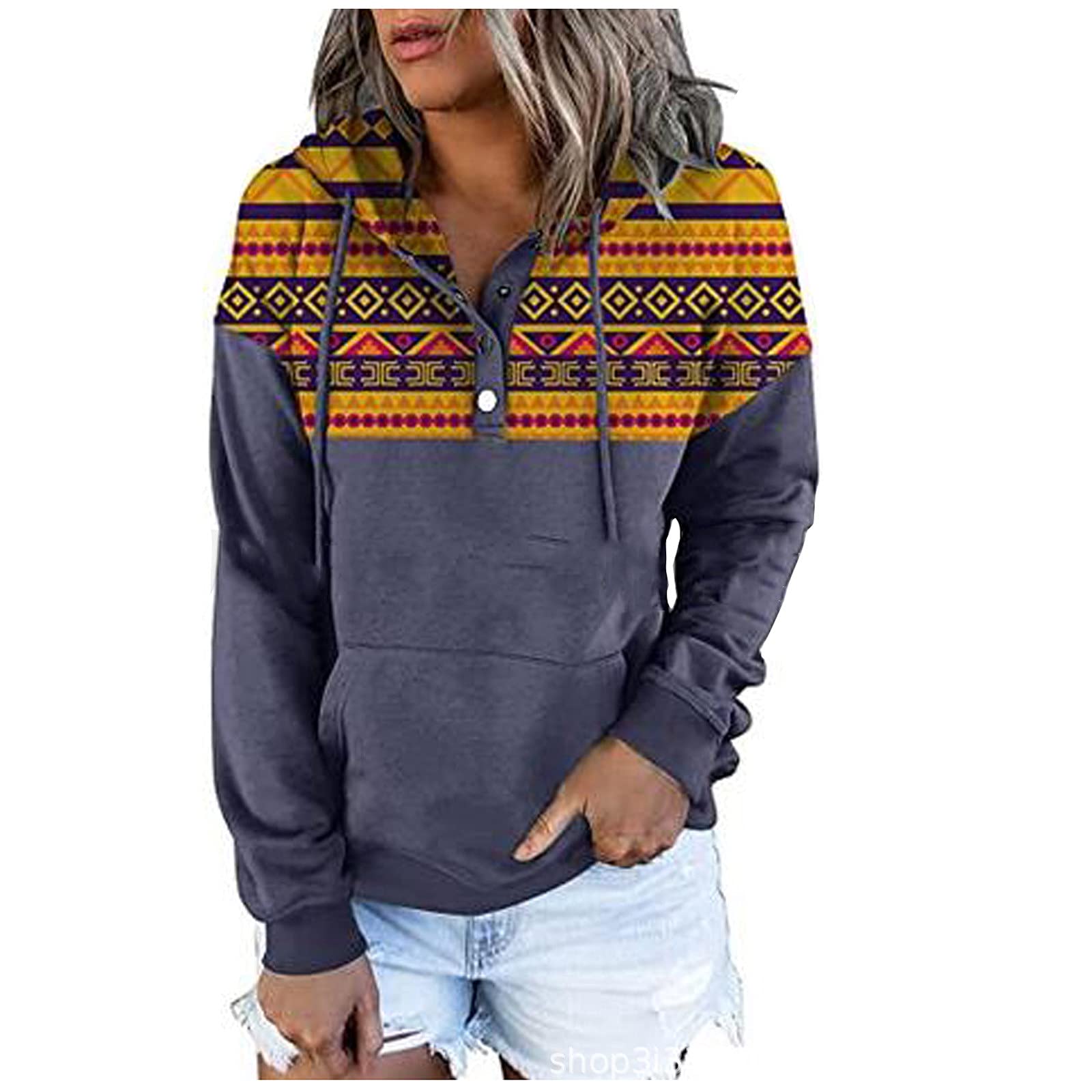 Women's Lightweight Hoodie Pullover - Vintage Print Casual Sweatshirt for Everyday Wear