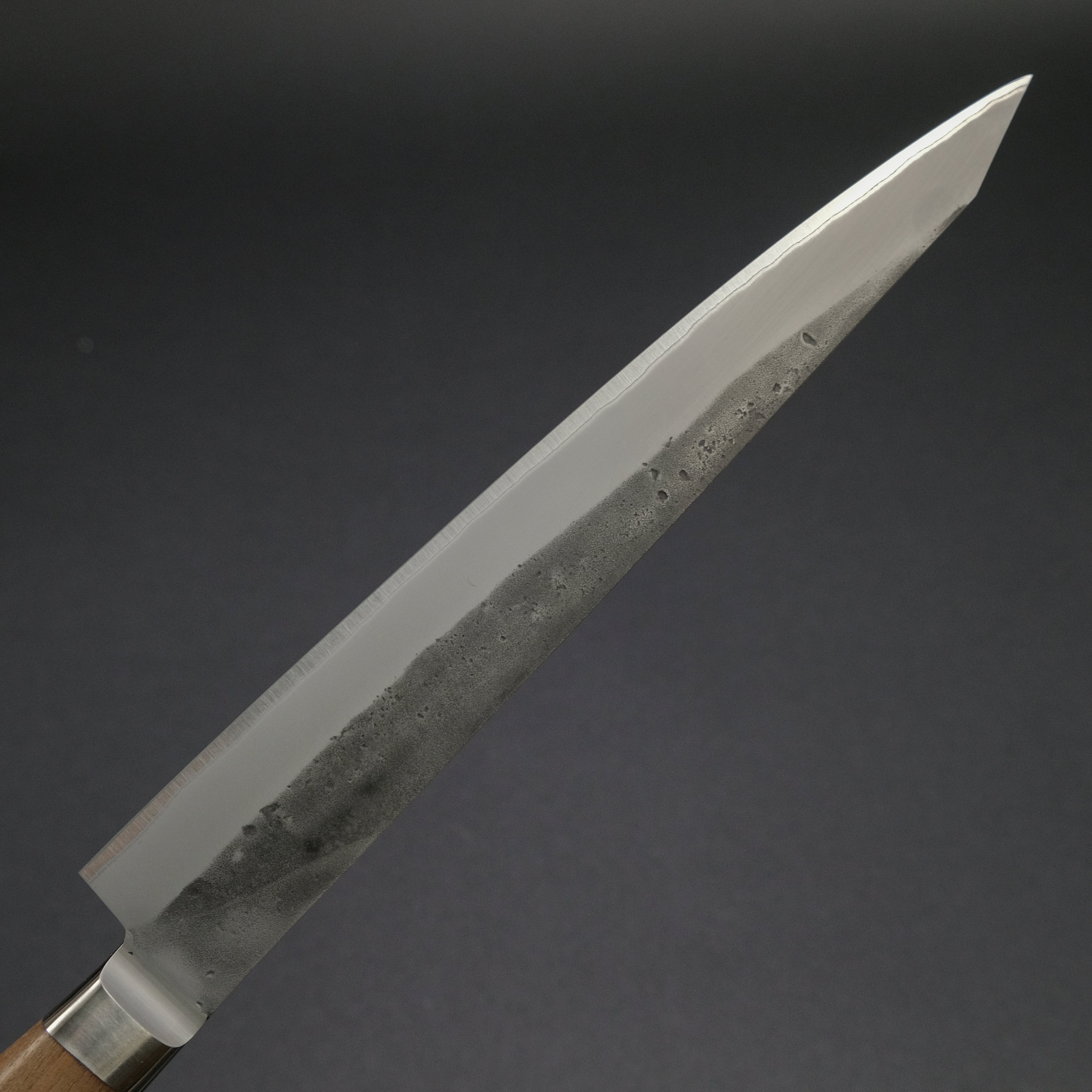 Hitohira TD Blue #2 Stainless Clad Nashiji Sujihiki Knife 240mm - Japanese Chef Knife with Walnut Handle for Slicing Meat, Sushi & Precision Cutting