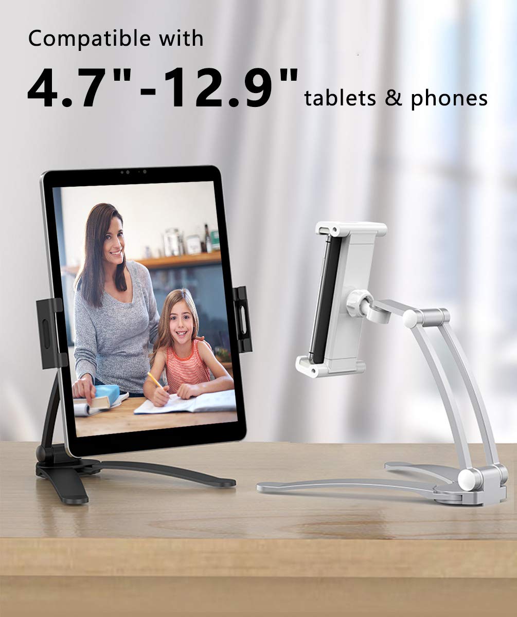AYADA 2-in-1 Tablet Holder for Kitchen - Adjustable iPad Stand for Cooking & Countertop Use