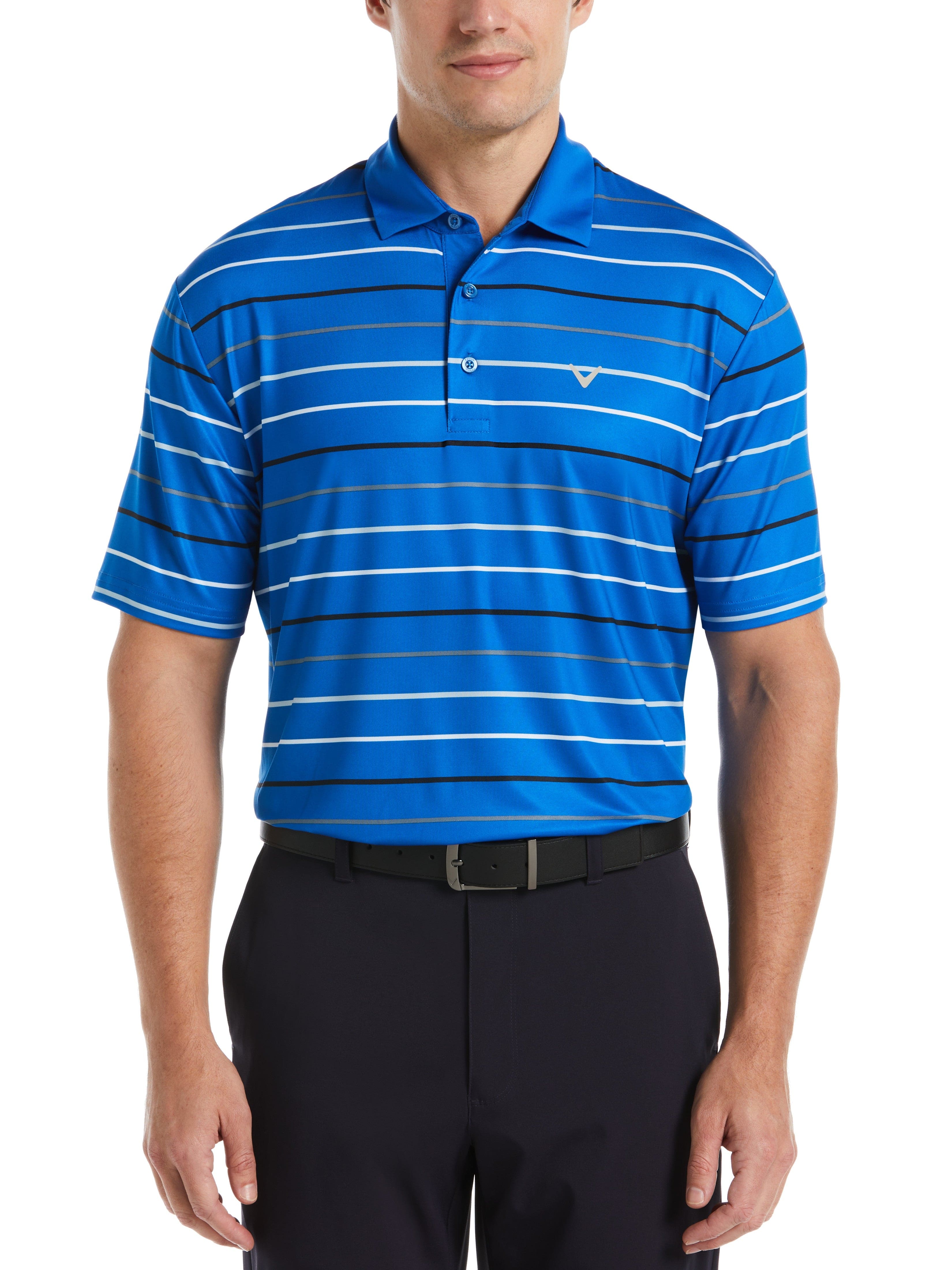 Men's Roadmap Stripe Golf Polo Shirt - Breathable Performance Golf Shirt for Men - Perfect for Golf, Casual Wear & Outdoor Activities