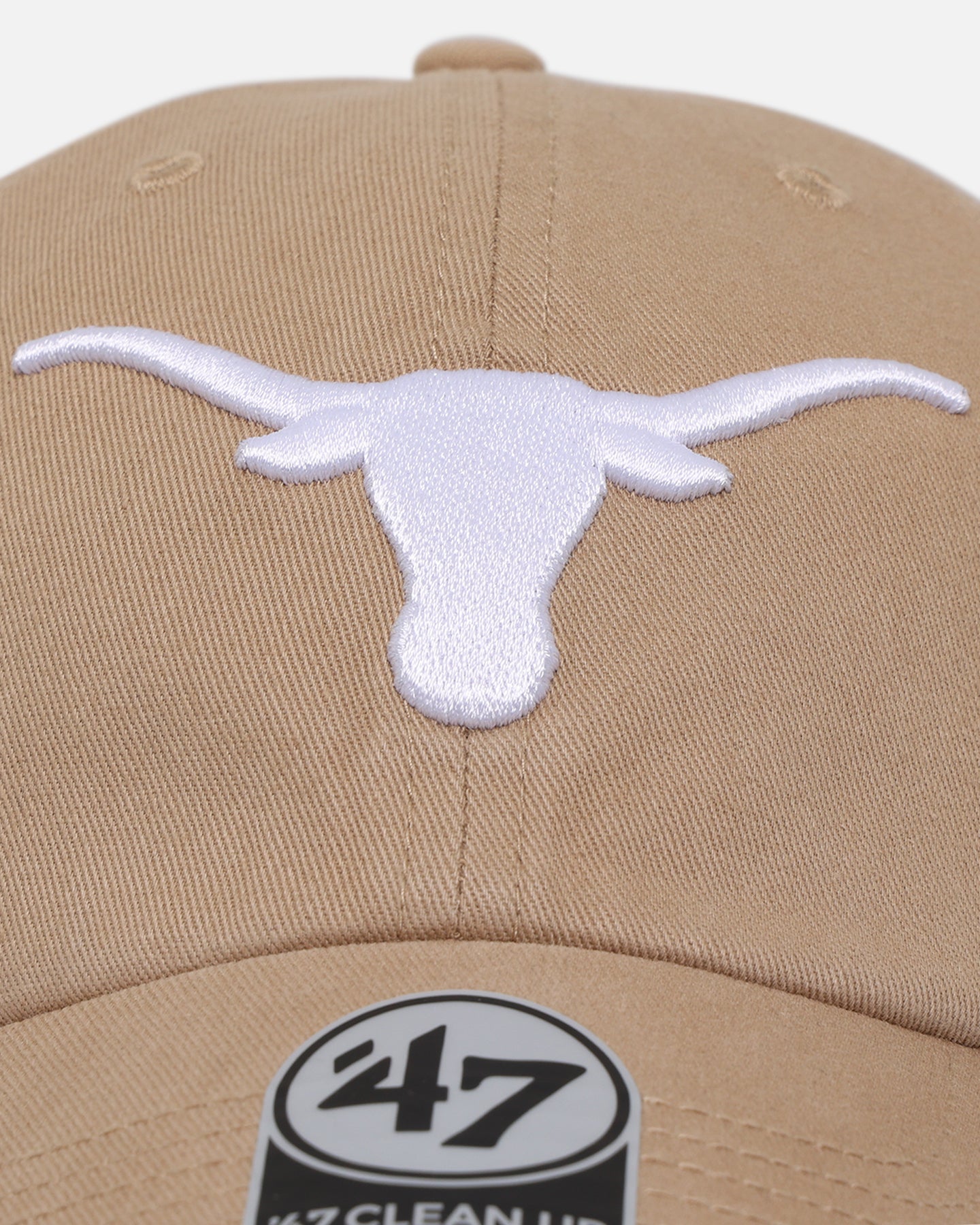 47 Brand Texas Longhorns 47 Clean Up Strapback Adjustable Hat - Khaki/White - Casual Baseball Cap for Sports Fans & Outdoor Activities