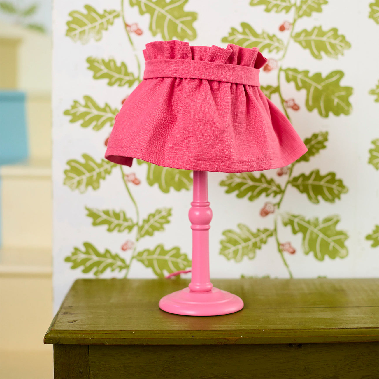 Flirty Skirt Lampshade - Plain Pink with Tie - Elegant Home Decor for Bedroom, Living Room & Dining Room Lighting