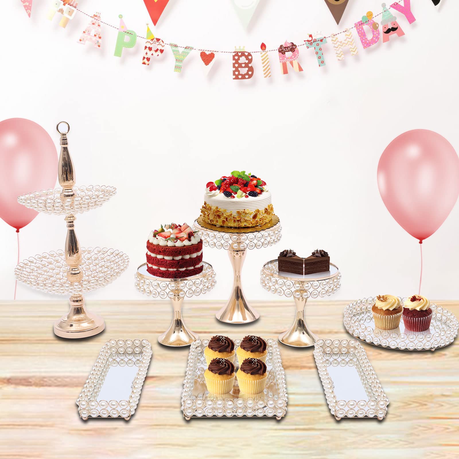 Gdrasuya10 8-Piece Cake Stand Set - Elegant Tiered Dessert Tower for Wedding, Birthday Party, Anniversary & Celebration | Perfect for Cupcakes, Pastries & Sweet Treats Display