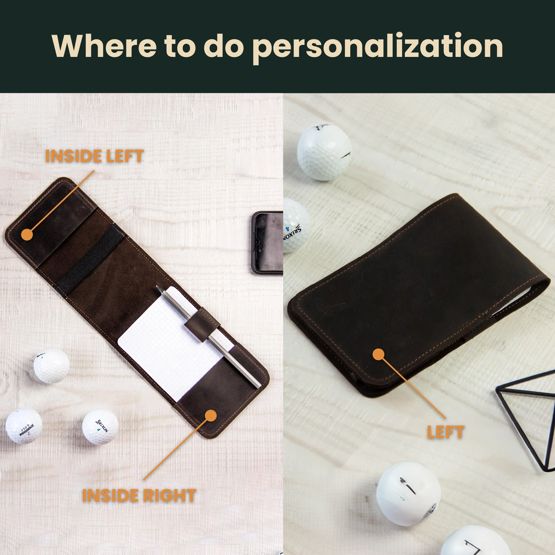 Premium Leather Golf Scorecard Holder with Pencil Loop - Waterproof & Durable for Golf Tournaments, Practice Rounds & Outdoor Sports