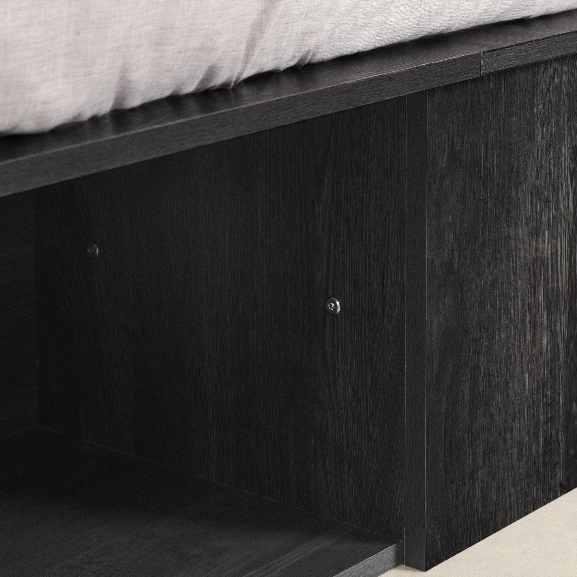 South Shore Flexible Queen Platform Bed with Storage Baskets, Gray Oak - Modern Space-Saving Bedroom Furniture for Small Apartments & Guest Rooms