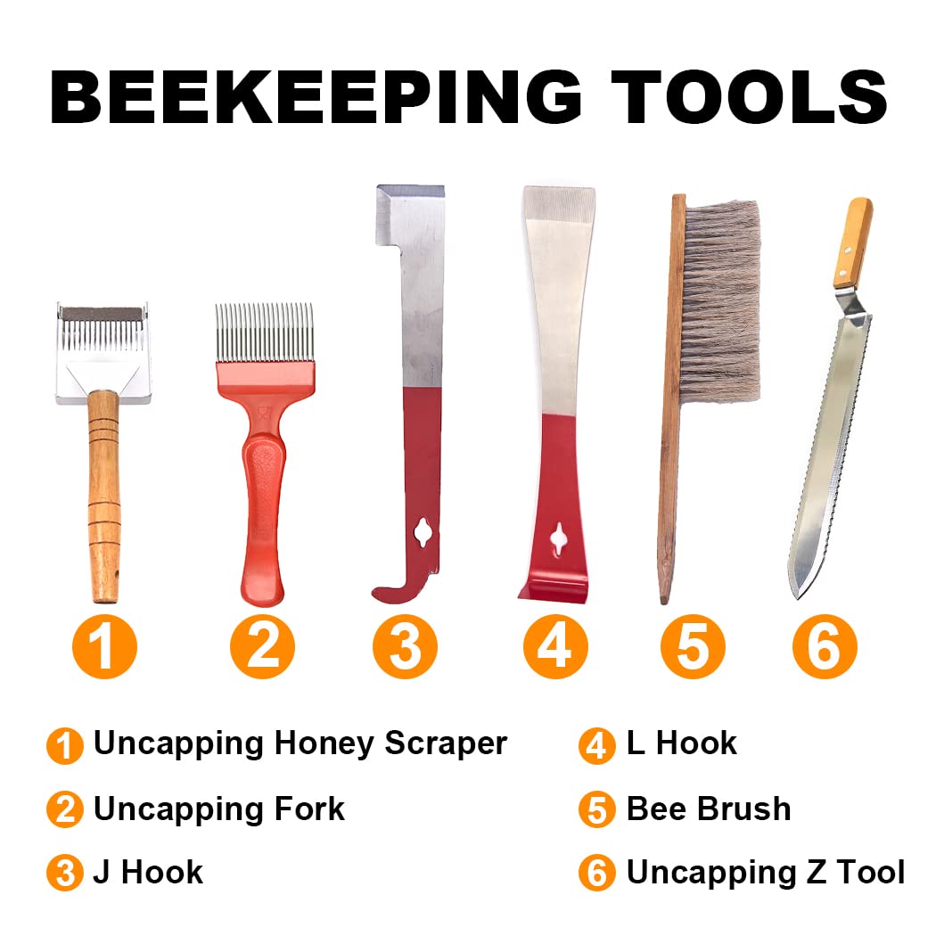 Honey Lake 16-Piece Beekeeping Starter Kit with Bee Smoker - Essential Beekeeping Supplies & Tools for Beginners & Professionals - Perfect for Hive Maintenance, Honey Harvesting & Beekeeping Activities