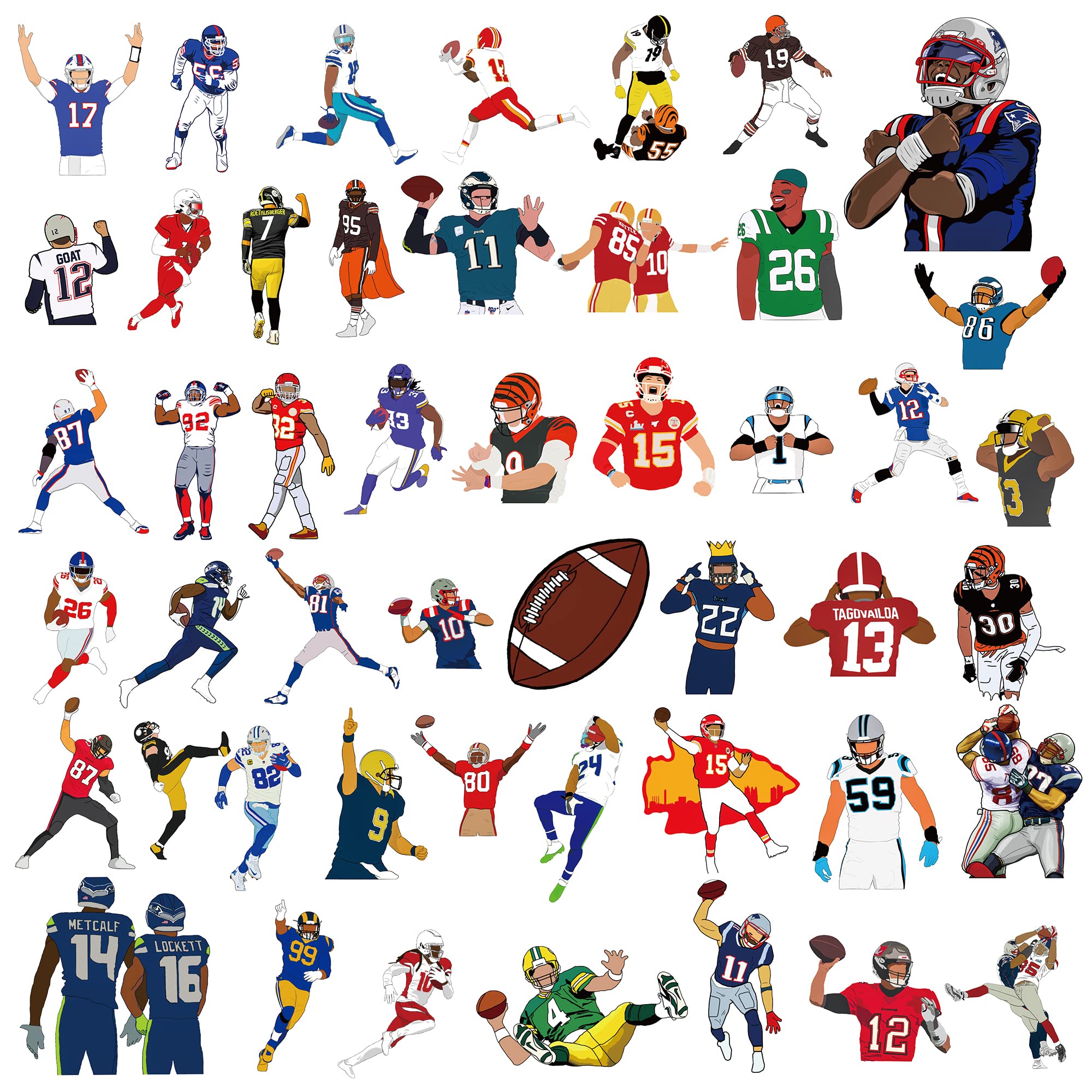 Waterproof Vinyl Stickers Pack - Football, Water Bottle & Laptop Decals for Kids, Boys, Girls & Teens | Perfect for School Supplies, Sports Gear & Tech Accessories