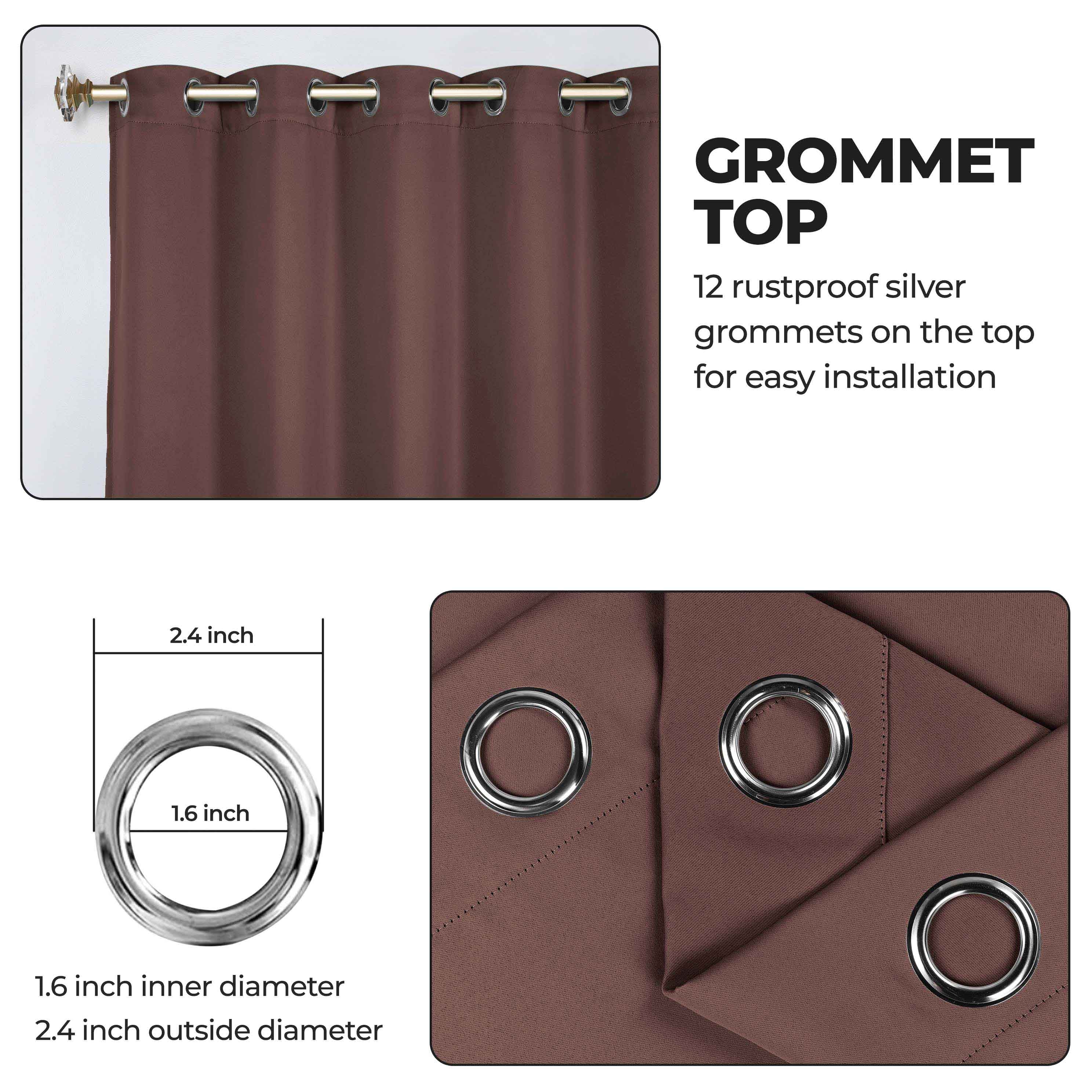Machine Washable Blackout Curtains Set of 2 - Solid Color Room Darkening Window Treatments for Bedroom & Nursery - Blocks Light & Noise for Better Sleep