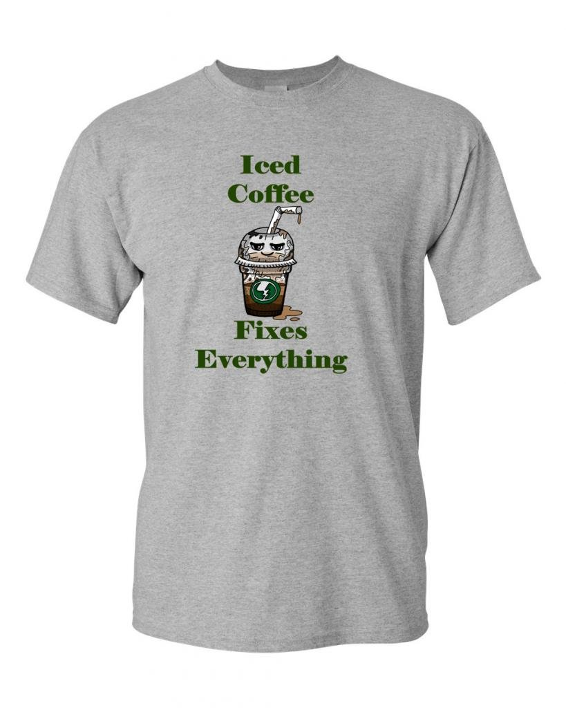 Iced Coffee Fixes Everything Funny Adult T-Shirt - Casual Wear for Coffee Lovers & Humor Fans