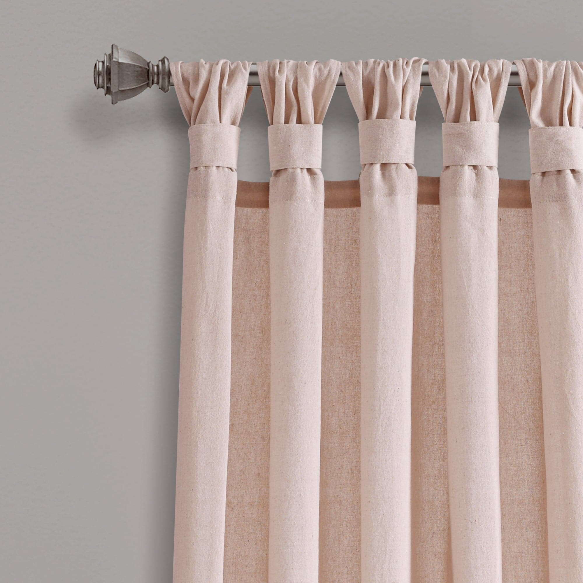Burlap Knotted Tab Top Window Curtain Panel Set - Natural Linen Textured Room Darkening Drapes for Living Room, Bedroom & Farmhouse Decor