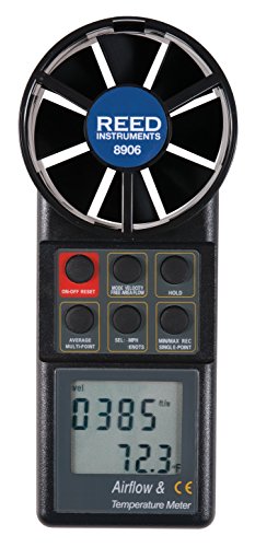 REED Instruments 8906 Digital Vane Thermo-Anemometer for Airflow Measurement - CFM/CMM Air Volume Velocity Meter for HVAC, Duct Testing & Indoor Air Quality Monitoring