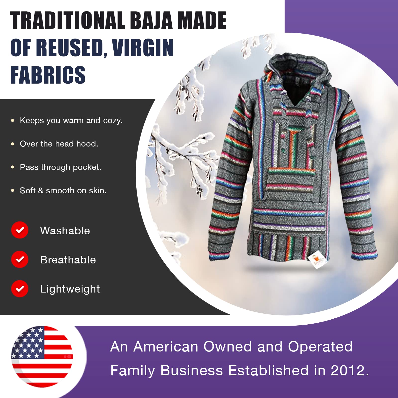 Premium Baja Hoodie Sweatshirt - Soft Pullover Poncho with Funny Guy Print | Cozy Casual Wear for Men & Women | Perfect for Beach, Camping & Outdoor Adventures