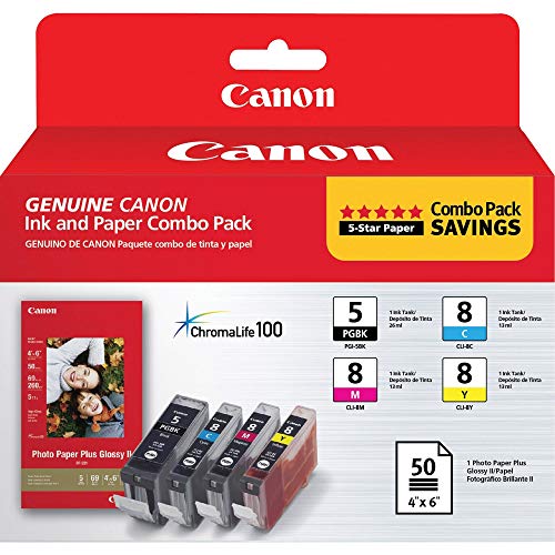 Canon PGI-5/CLI-8 Ink Cartridge with Premium Photo Paper - Cyan | High-Quality Printer Ink for Canon Pixma Printers | Perfect for Photo Printing, Home Office & Creative Projects
