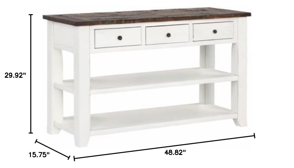 INMOZATA 48 Inch Modern Console Sofa Table with 3 Drawers & 2 Shelves - Antique White Buffet Cabinet Entryway Table for Living Room, Dining Room & Kitchen - Perfect for Hallway Decor, Sofa Back Display & Dining Room Storage