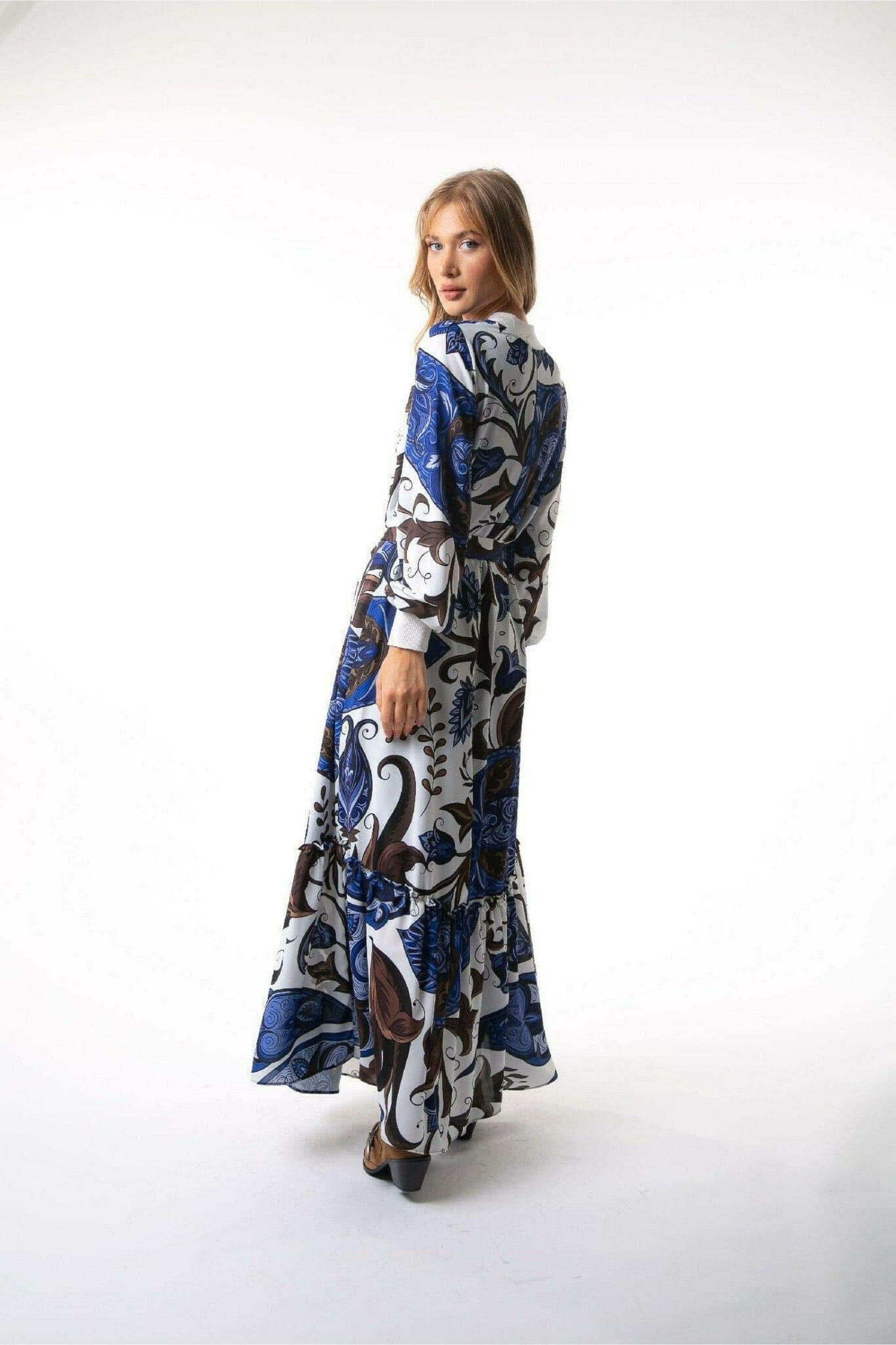 Nuri Women's Maxi Dress with Long Sleeves - Flowy Boho Summer Dress for Beach, Vacation & Casual Wear