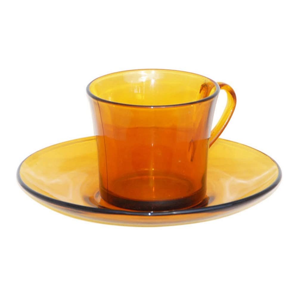 Duralex 6-Pack 18 cl Glass Cups with Gold Rim - Shatterproof & Dishwasher Safe for Coffee, Tea, and Dessert Serving | Elegant Tableware for Restaurants, Cafes, and Home Entertaining