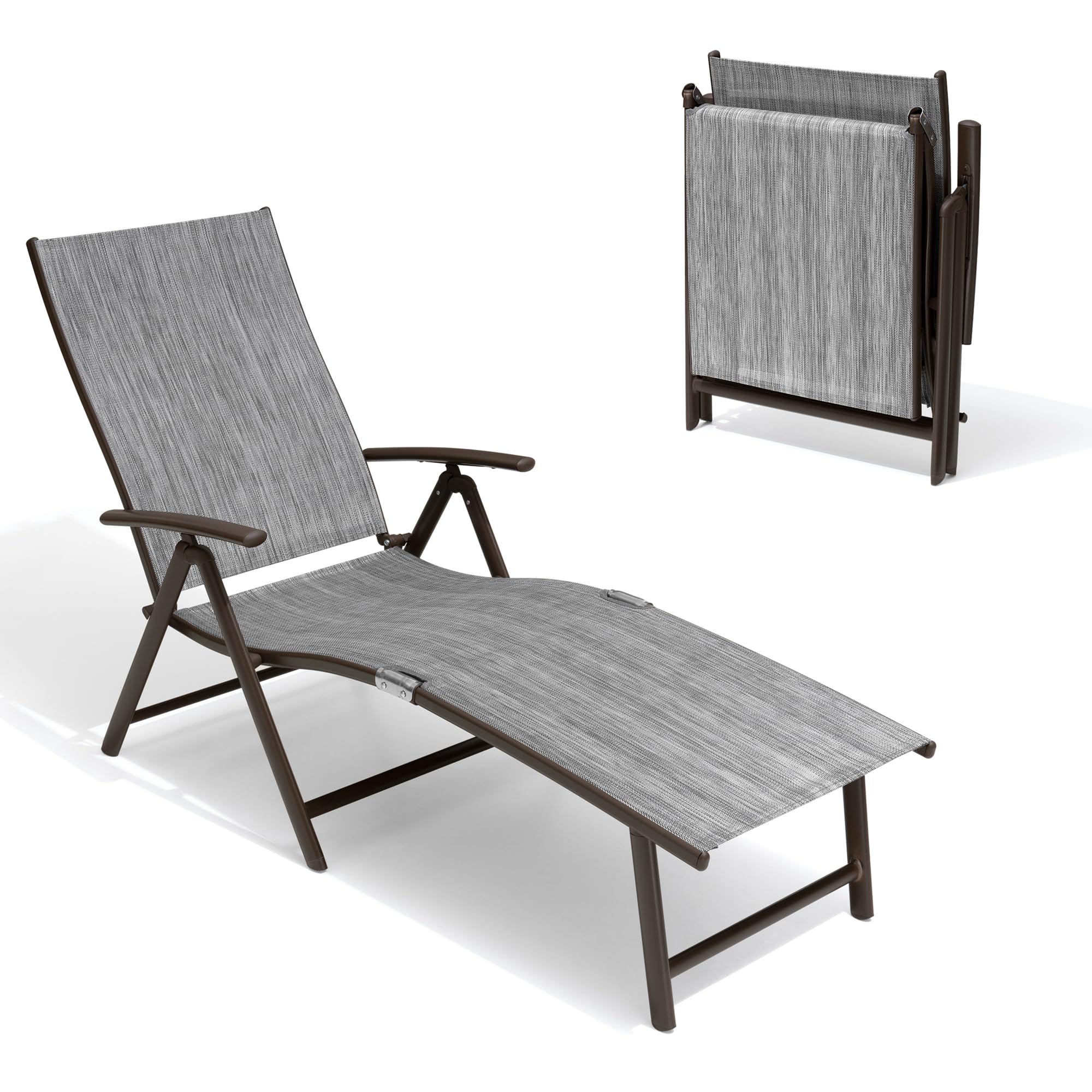 **Crestlive Folding Patio Chaise Lounge Chair - Adjustable Outdoor Pool Recliner with 8 Positions, No Assembly Required - Perfect for Backyard, Poolside, Beach & Patio Relaxation**