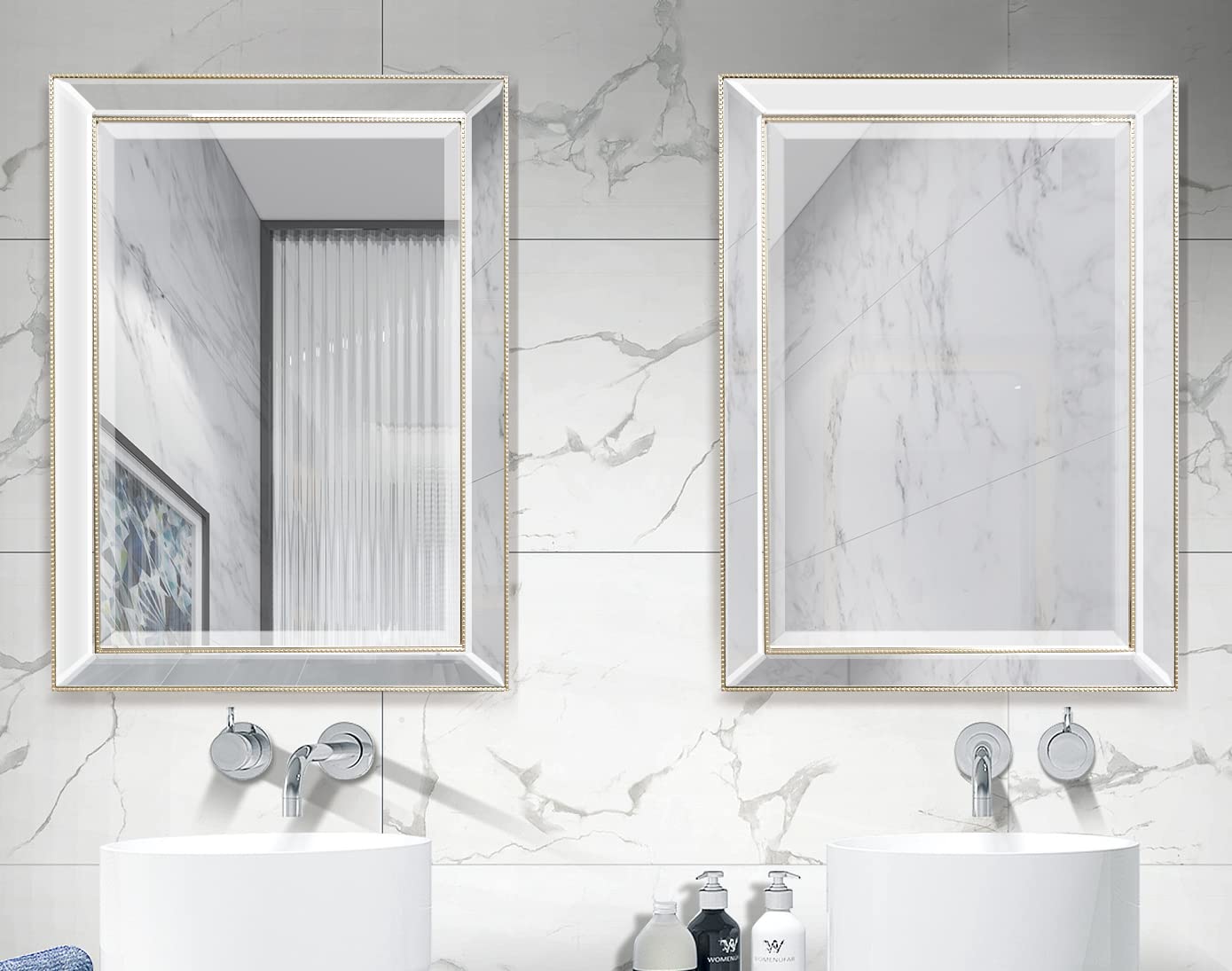 Retro Bevel Edge Medicine Cabinet with Metro Beaded Mirror - 22