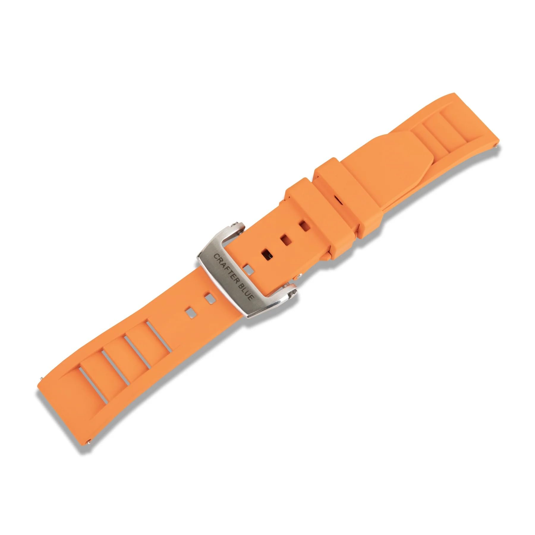 Crafter Blue UX08 Straight End FKM Rubber Watch Band with Butterfly Clasp - 20mm & 22mm Replacement Strap for Diving, Swimming & Outdoor Sports Watches