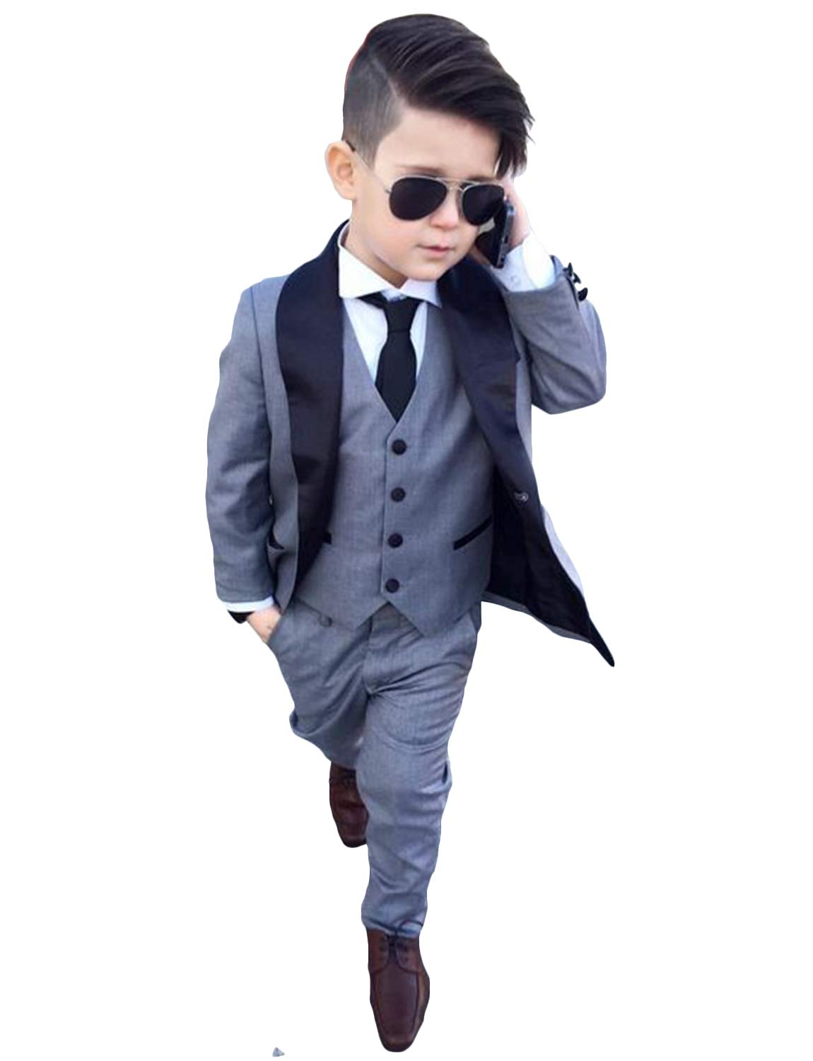 Boys' 3-Piece Suit Shawl Lapel Tuxedo Set for Weddings, Prom & Formal Events – Stylish Kids' Dress Suit for Special Occasions