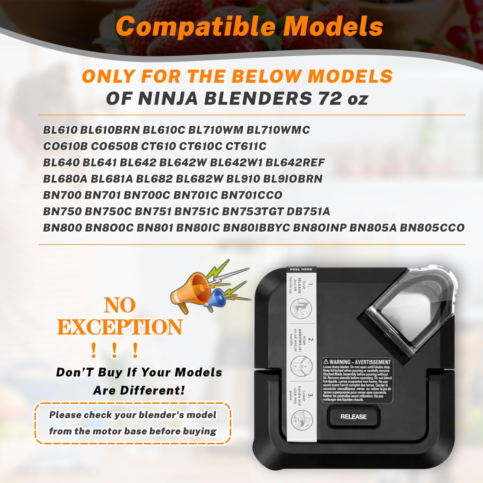 Ninja Blender Replacement Locking Lid 72 oz - Compatible with BL610 BL642 BL682 BN701 BN751 BN700 BN801 - Perfect for Smoothies, Juices & Food Prep