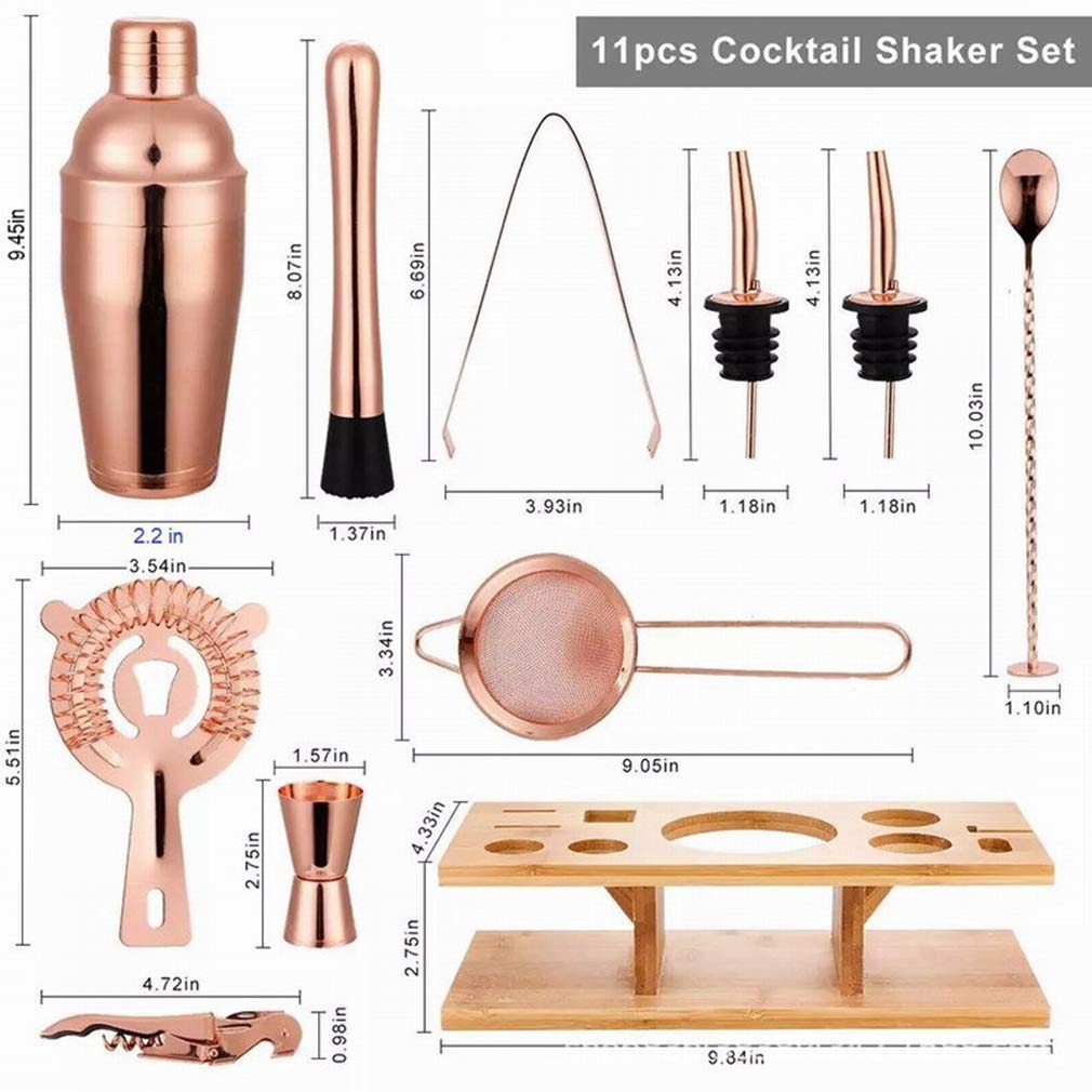 750ml Professional Cocktail Shaker Set - 11-Piece Stainless Steel Bartender Kit with Strainer & Measuring Tools (Gold) - Perfect for Home Bars, Cocktail Parties & Mixology Enthusiasts