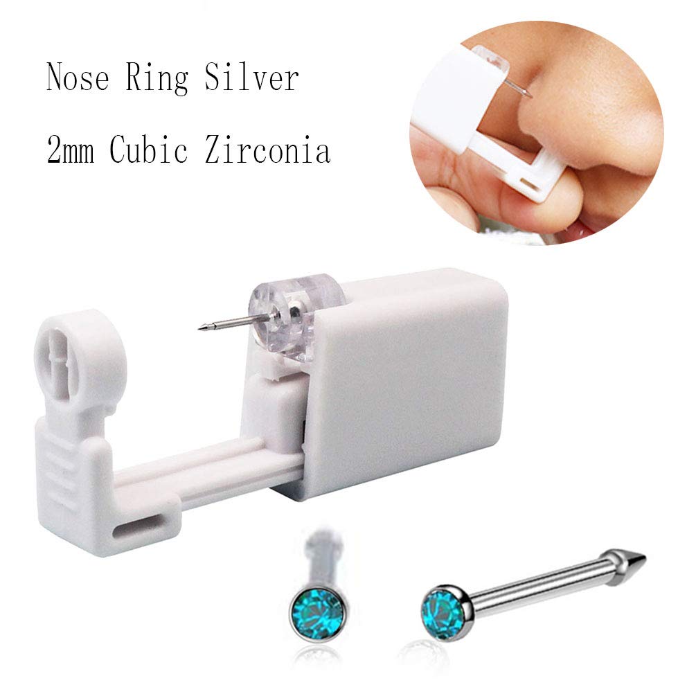 Professional Nose Piercing Kit with Gun Tool - Safe & Easy to Use for Home Piercing (Blue) | Perfect for DIY Nose Piercing, Ear Piercing, and Body Jewelry Insertion