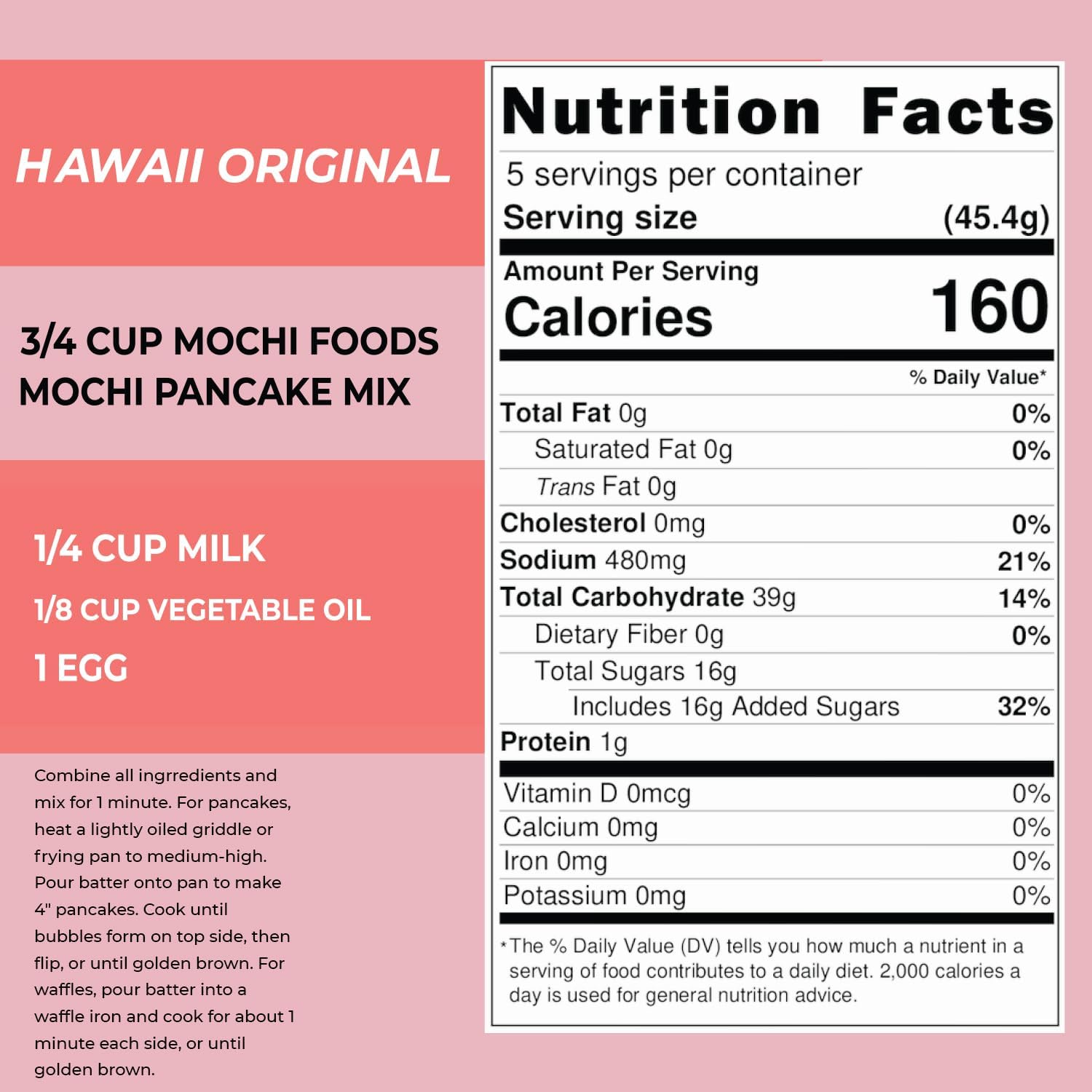 Gluten-Free Mochi Pancake & Waffle Mix - Hawaii Original Recipe - Light & Fluffy 8oz Mix for Breakfast, Brunch, or Dessert | Perfect for Family Gatherings & Holiday Meals