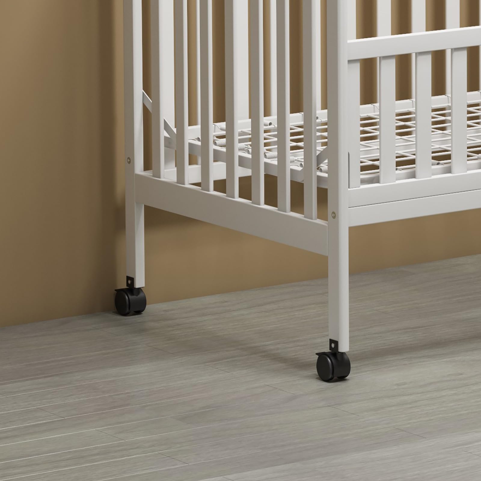**3-in-1 Convertible Full Size Baby Crib with Locking Wheels & Adjustable Mattress Height – White | Safe & Portable Nursery Crib for Infants & Toddlers | Perfect for Home, Daycare & Travel**