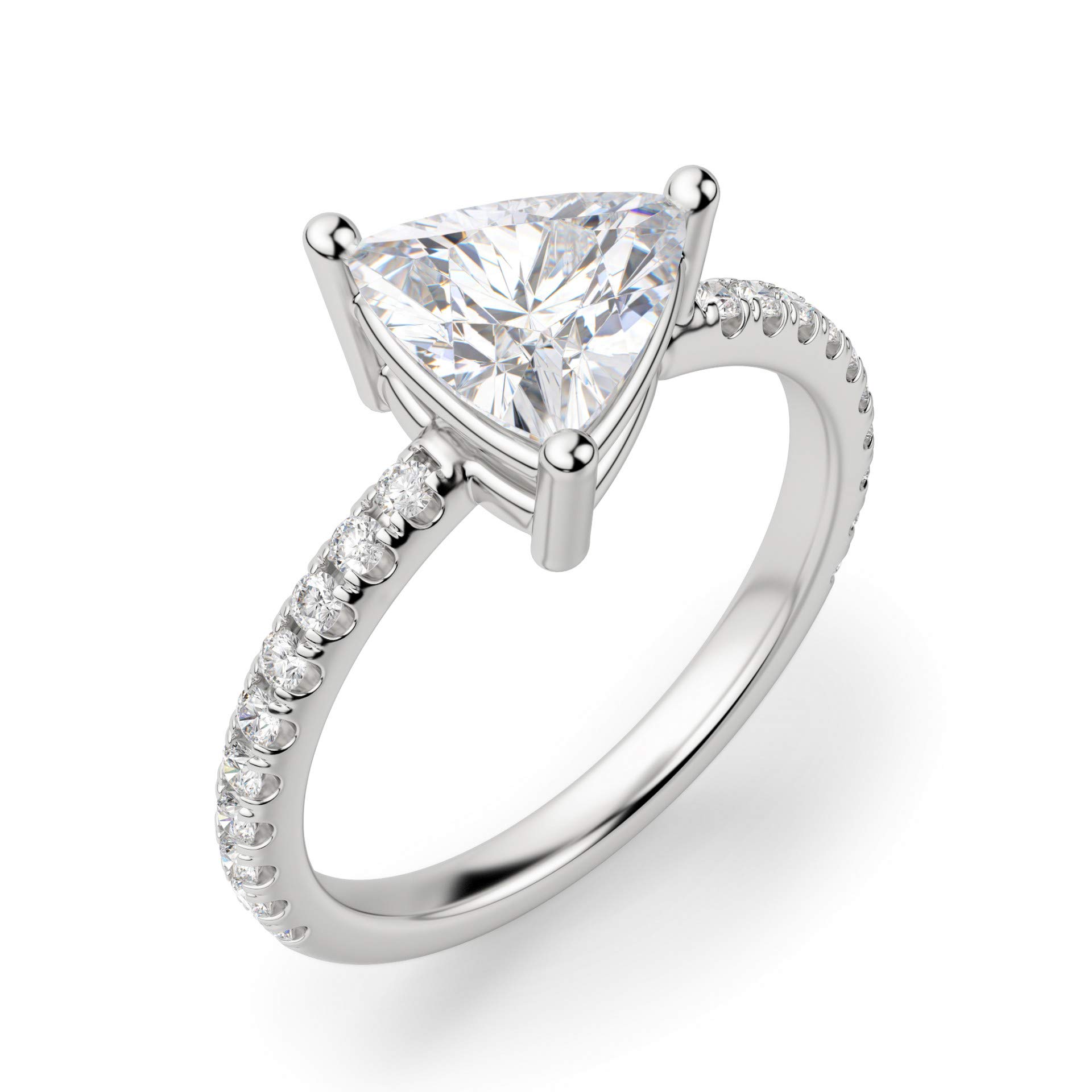 4.00CT Trillion Cut Colorless Moissanite Engagement Ring - 925 Sterling Silver Wedding Promise Ring - East West Accented Basket Setting - Perfect Gift for Anniversaries, Proposals & Special Occasions