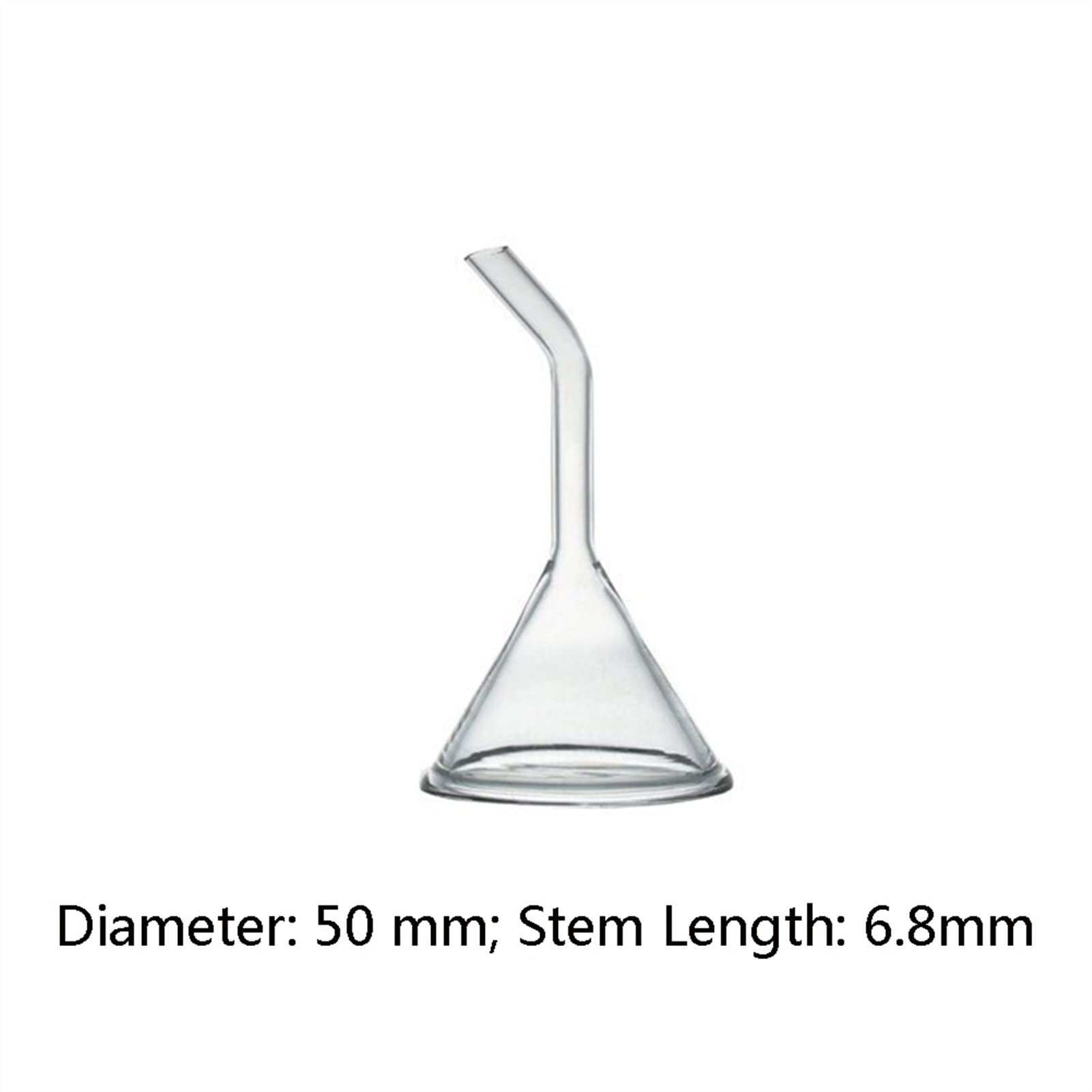 50mm Long Stem Glass Funnel with Curved Neck - Heavy Wall Borosilicate 3.3 Lab Funnel - Pack of 2 - Perfect for Chemistry Experiments, Essential Oil Transfer & Home Brewing