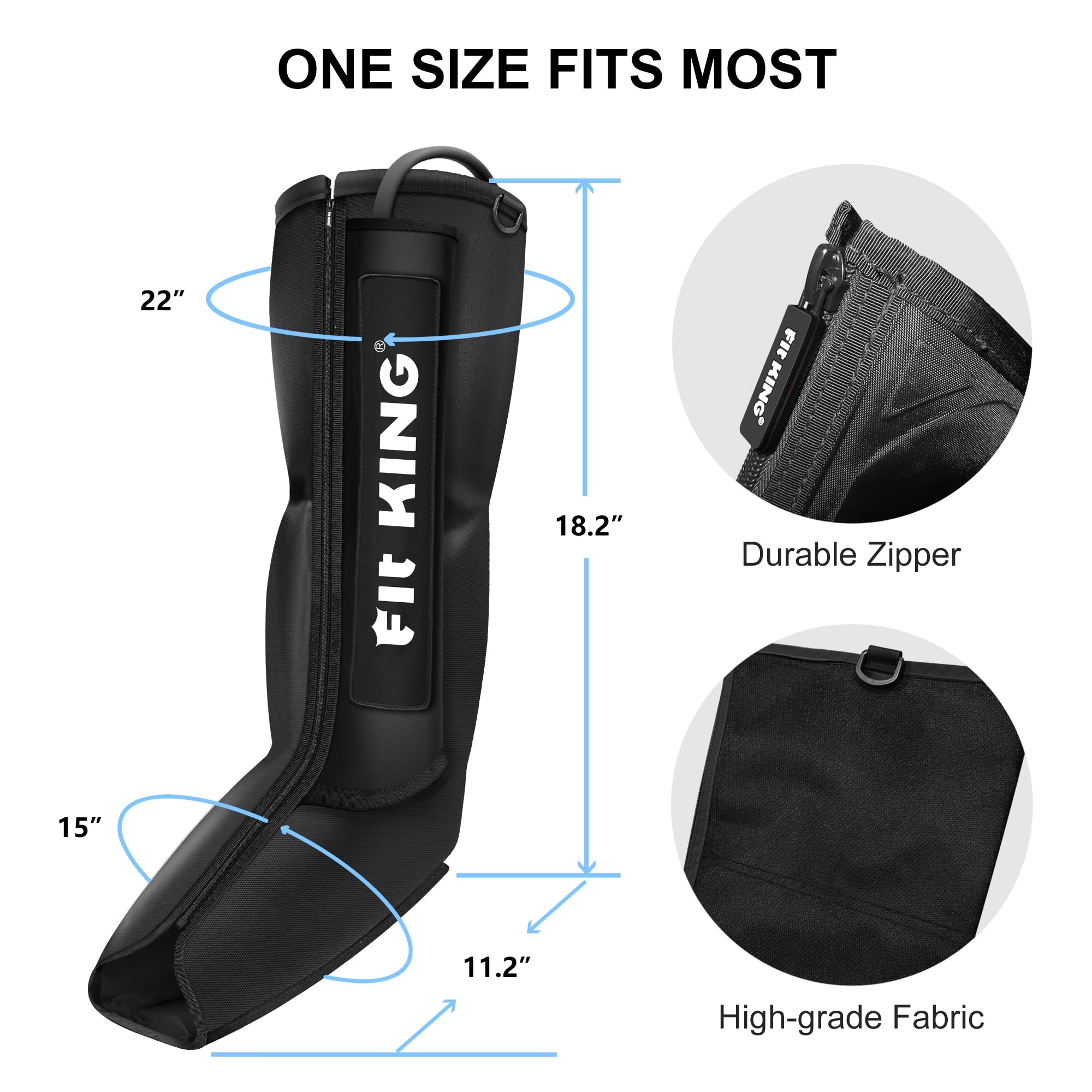 FIT KING Air Compression Leg Massager Boots - Fast Recovery for Foot & Calf Pain Relief, Muscle Soreness, Swelling Reduction - Improves Blood Circulation - FSA/HSA Eligible - Perfect for Post-Workout Recovery, Injury Rehabilitation & Circulation Therapy