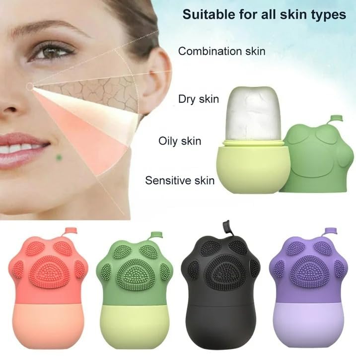 SkinSide Ice Roller for Face with Scrubber - Cooling Facial Massager for Puffy Eyes & Glowing Skin | Reusable & Unbreakable Ice Cube Roller for Men & Women | Perfect for Morning Routine, Post-Workout Recovery & Skincare Regimen (Black)
