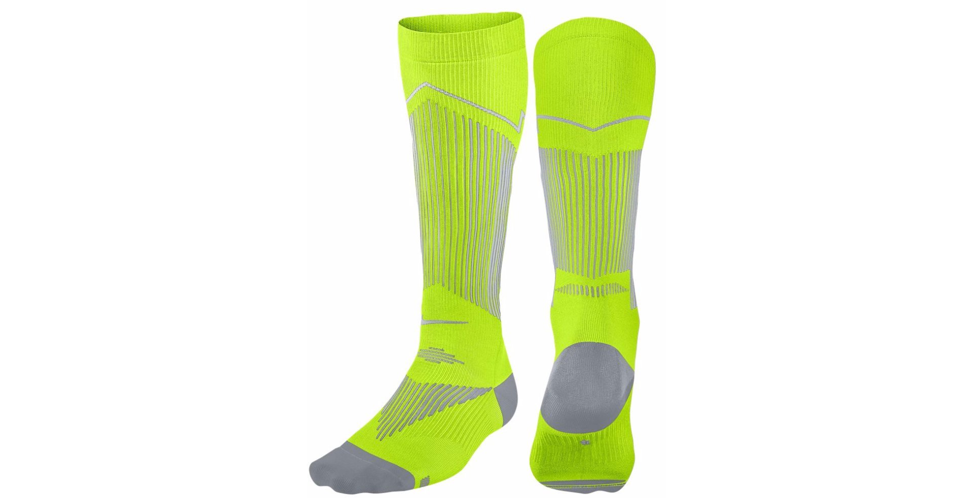 Nike Elite Graduated Compression Over The Calf Running Socks for Men & Women - Volt/Wolf Grey Performance Socks for Marathon, Workout & Sports (US Women 10-11.5 B(M) / US Men 8-9.5 D(M)) - Ideal for Running, Gym Training & Athletic Performance