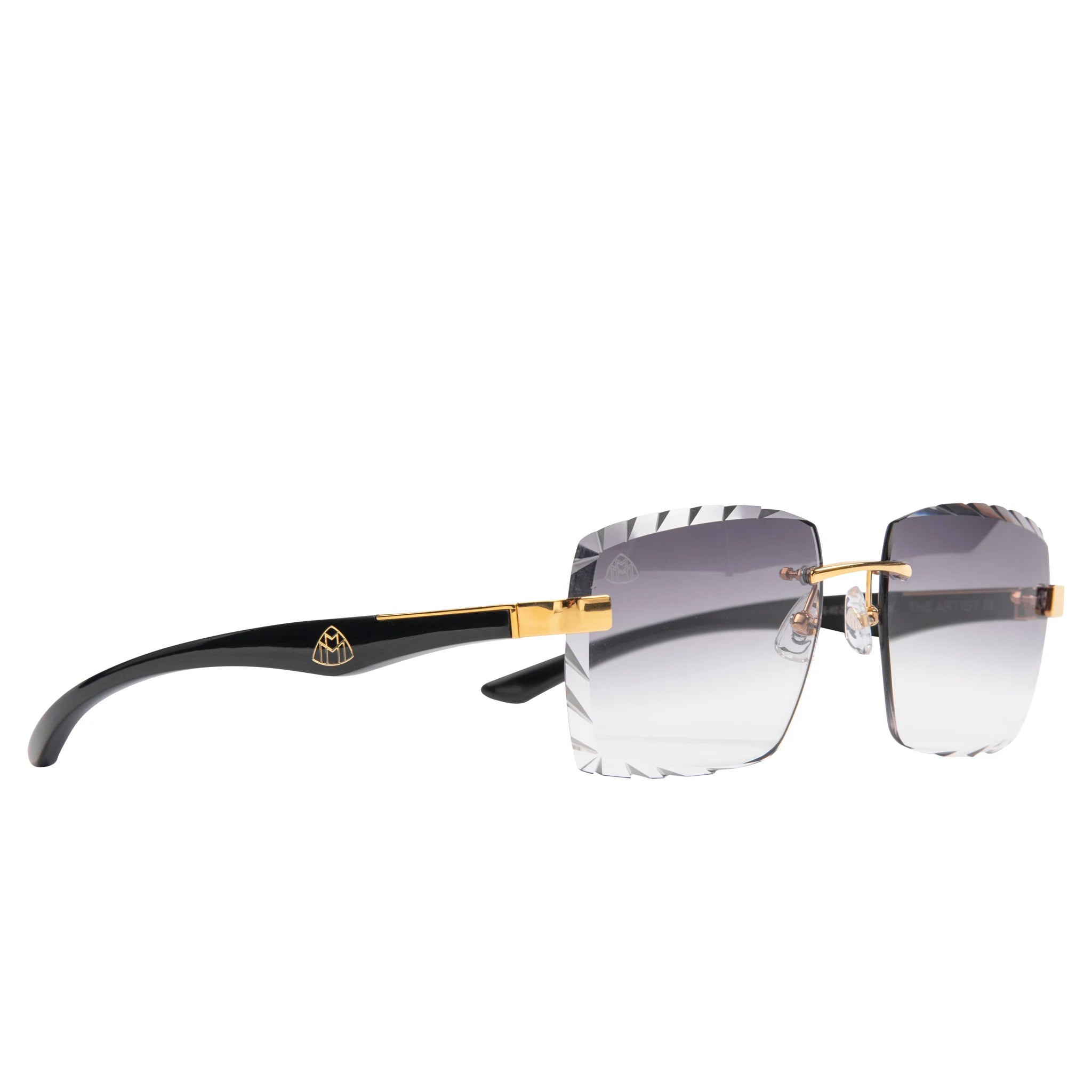 Maybach Eyewear The Artist III P WCW Z25 Custom Black Grey Diamond Cut Sunglasses - Luxury Polarized UV Protection for Driving & Outdoor Activities