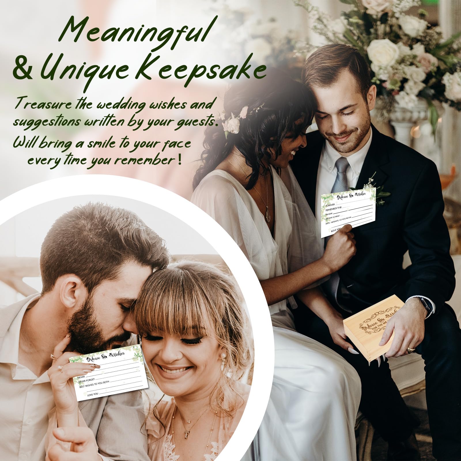 60pcs Wedding Advice Cards for Bride and Groom - Mr & Mrs Wishes Cards, Guest Book Advice Box, Fun Wedding Games & Bridal Shower Decorations - Perfect for Bridal Showers, Receptions & Anniversary Celebrations