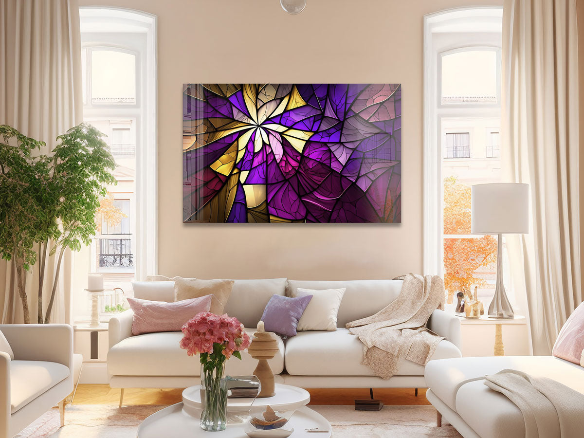 Vibrant Purple & Yellow Abstract Wall Art - Modern Canvas Painting for Home & Office Decor | Perfect for Living Room, Bedroom, or Workspace