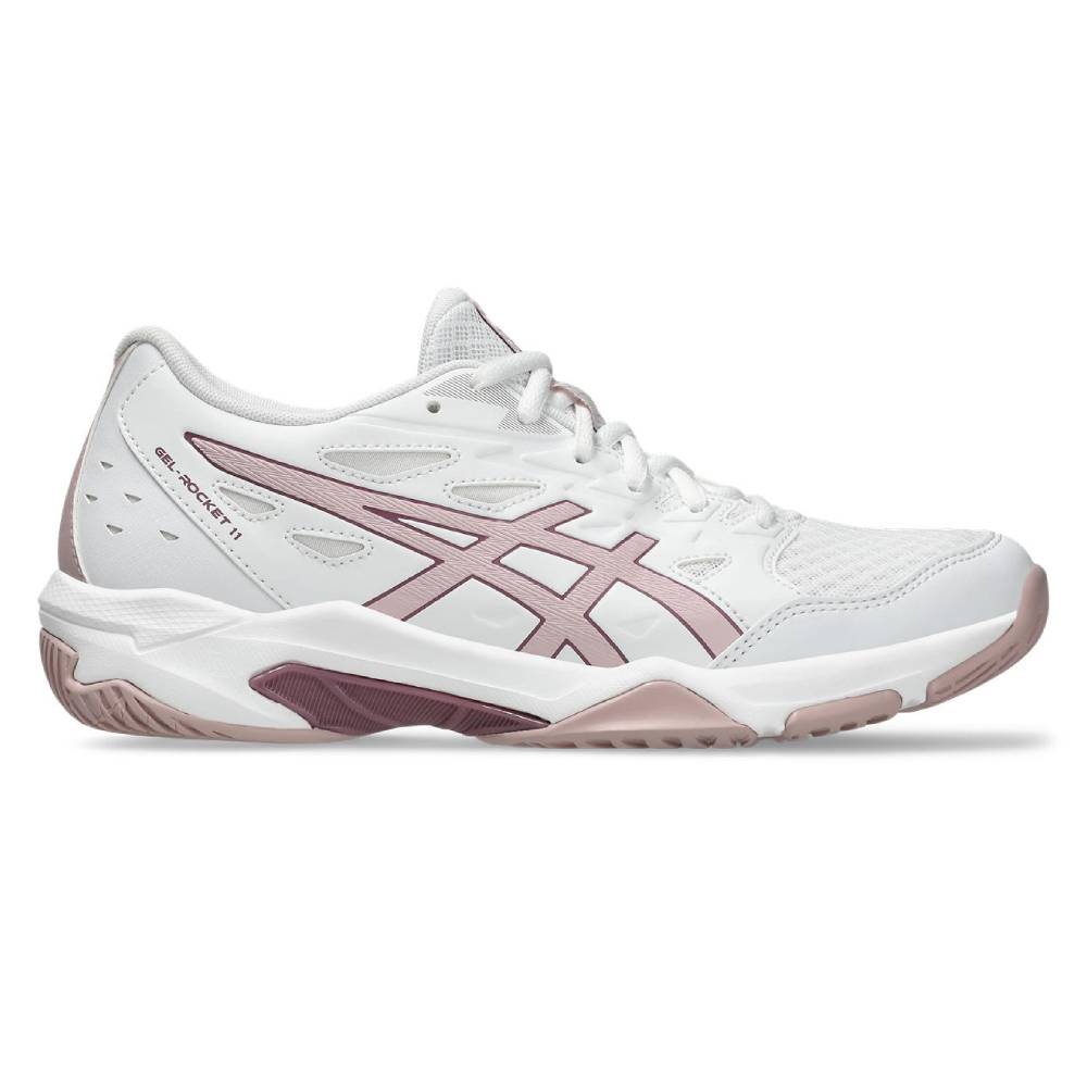 ASICS Gel Rocket 11 Women's Volleyball Shoes - Lightweight Indoor Court Sneakers for Badminton, Squash & Gym Training (White/Watershed Rose) - Perfect for Sports, Workouts & Casual Wear