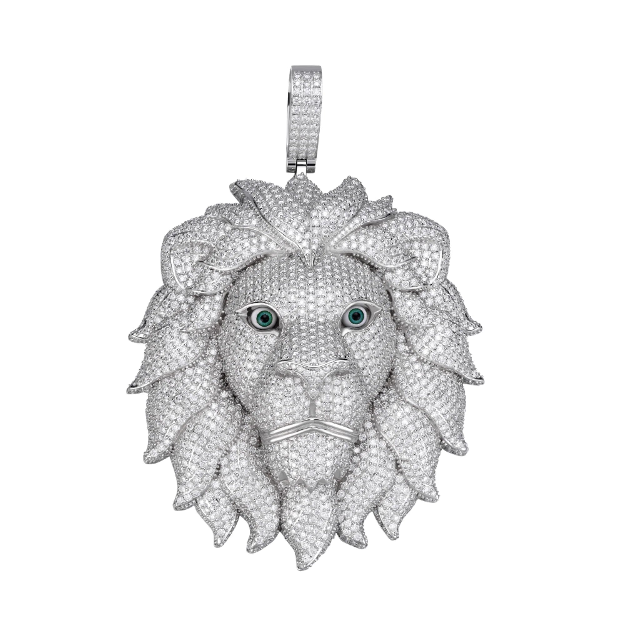 5 Inch XL Custom Lion Pendant - 925 Sterling Silver Moissanite Jewelry for Men - Perfect for Gifts, Special Occasions & Everyday Wear