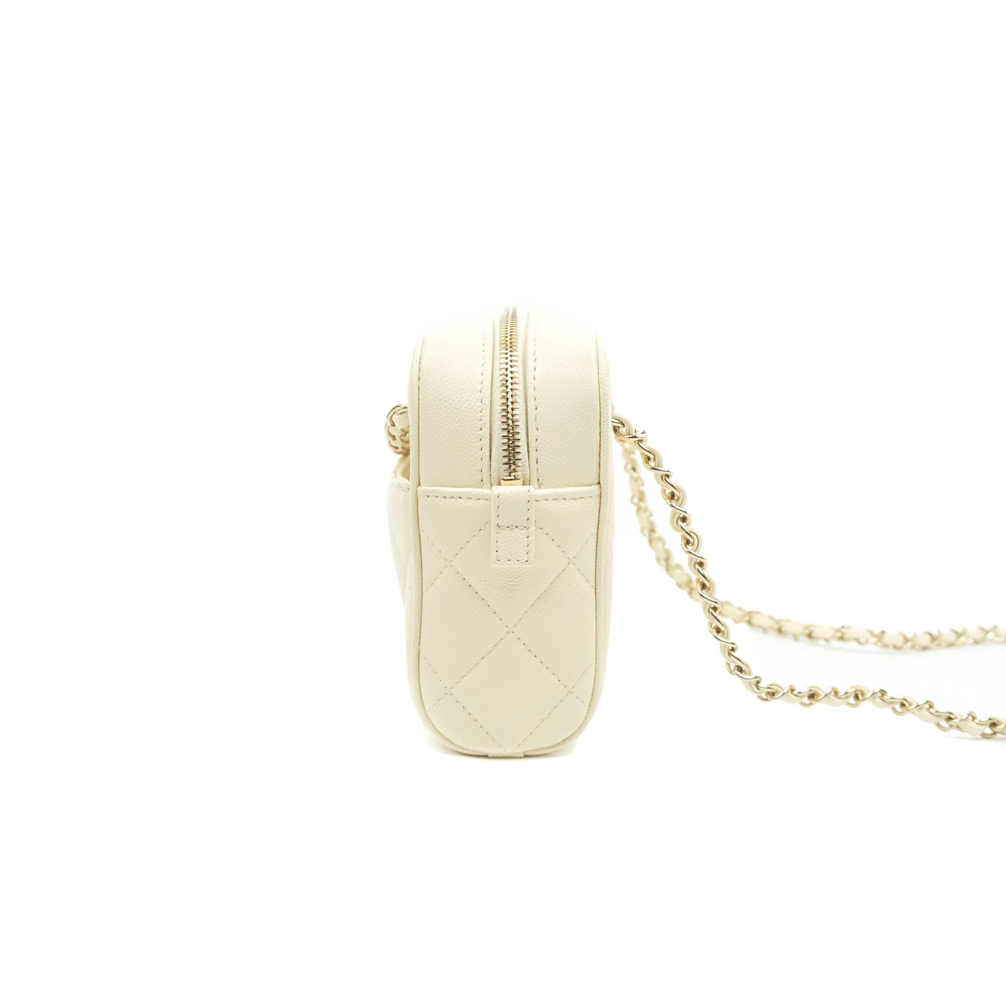 Chanel Camera Bag with Detachable Pouch - Ivory Caviar Leather & Gold Hardware | Luxury Crossbody Bag for Women | Perfect for Everyday Use, Date Night & Travel