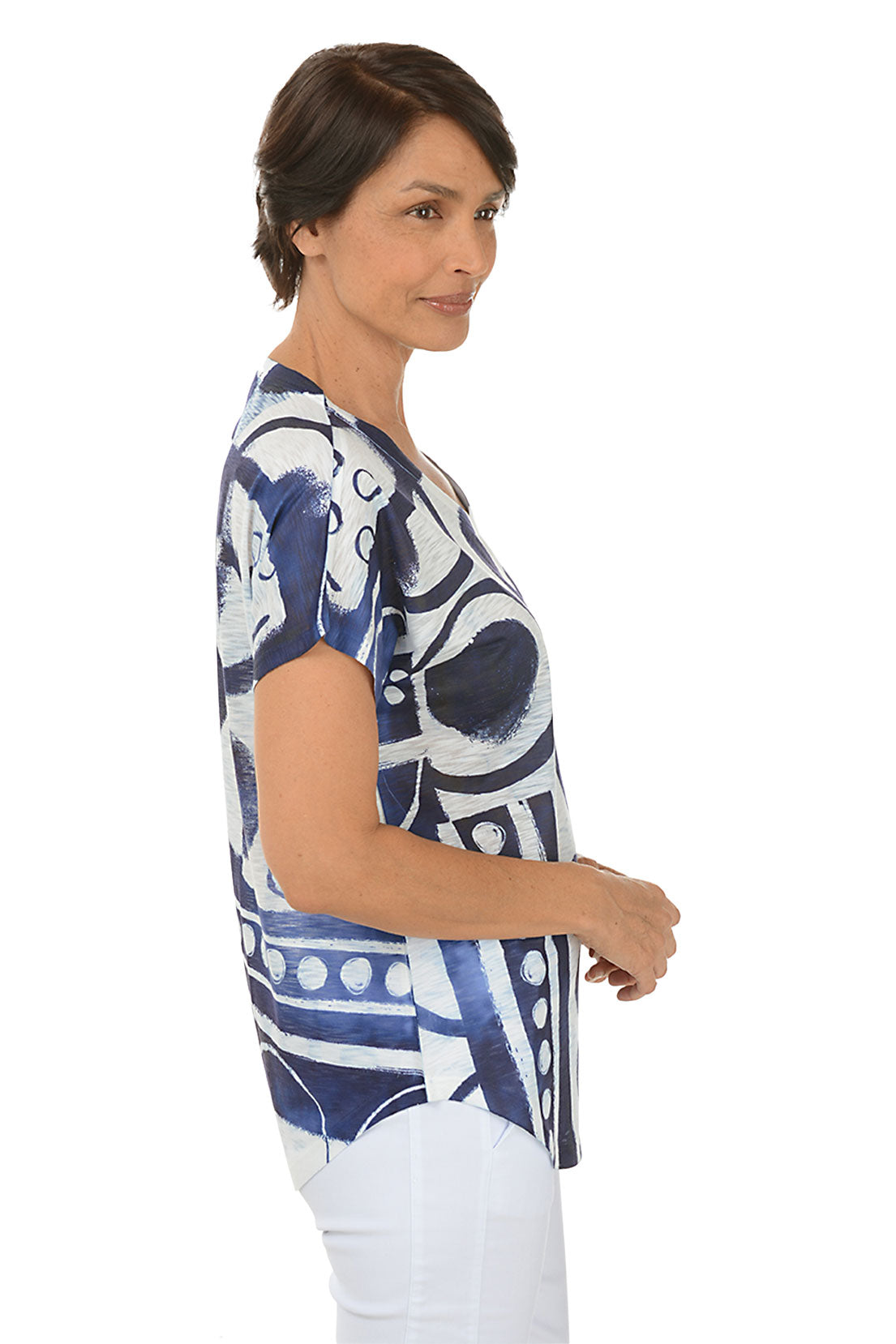 Petite Dottie Short Sleeve Slub Knit Top - Women's Casual T-Shirt for Summer | Perfect for Everyday Wear, Outings & Layering